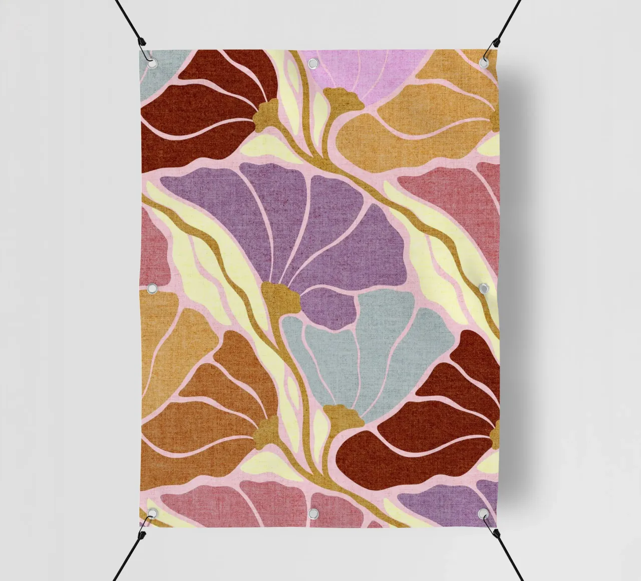 Floreale organico e tenue - ispirazione Art Nouveau e Japandi telo in pvc da Dominique Vari