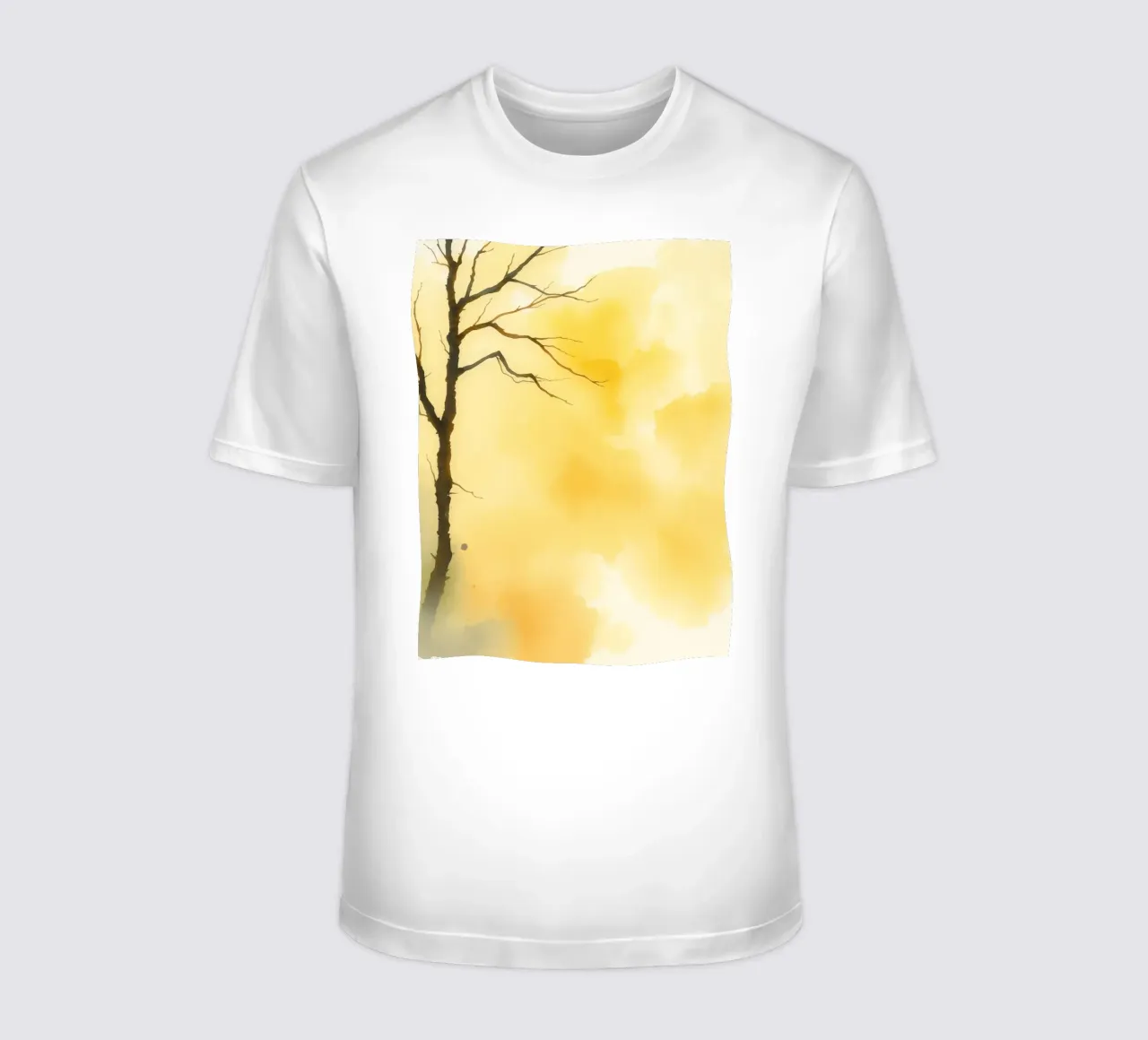 arbre sur un fond jaune chaud dans une aquarelle d'art t-shirt de DesignDoodle