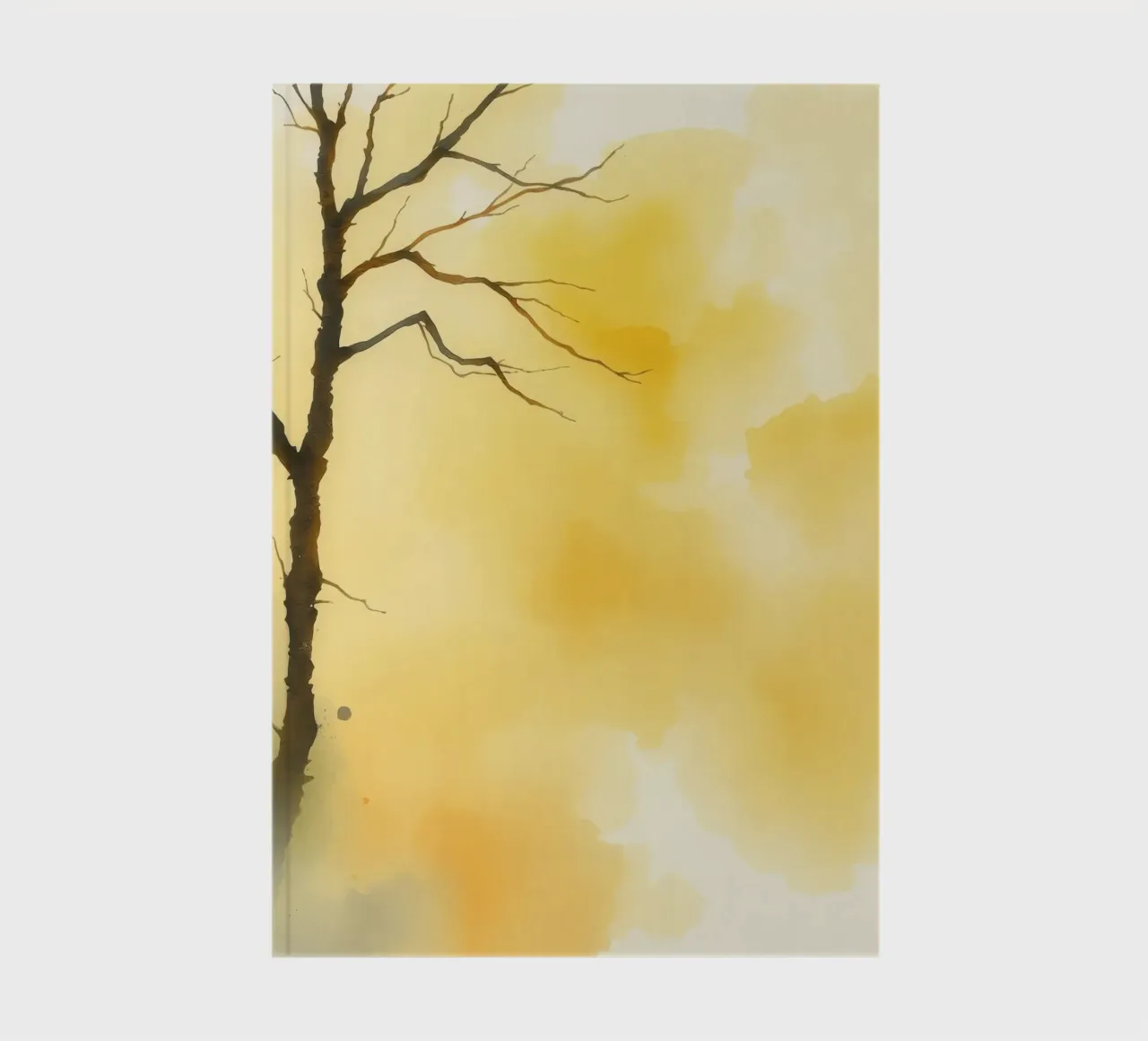 albero su uno sfondo giallo caldo in un acquerello d'arte diario da DesignDoodle