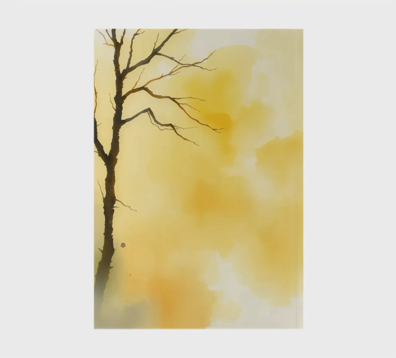 albero su uno sfondo giallo caldo in un acquerello d'arte diario da DesignDoodle