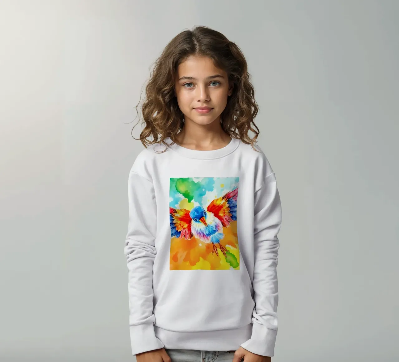 Uccello colorato in volo con ali vibranti e colori vivaci felpa bambino da DesignDoodle