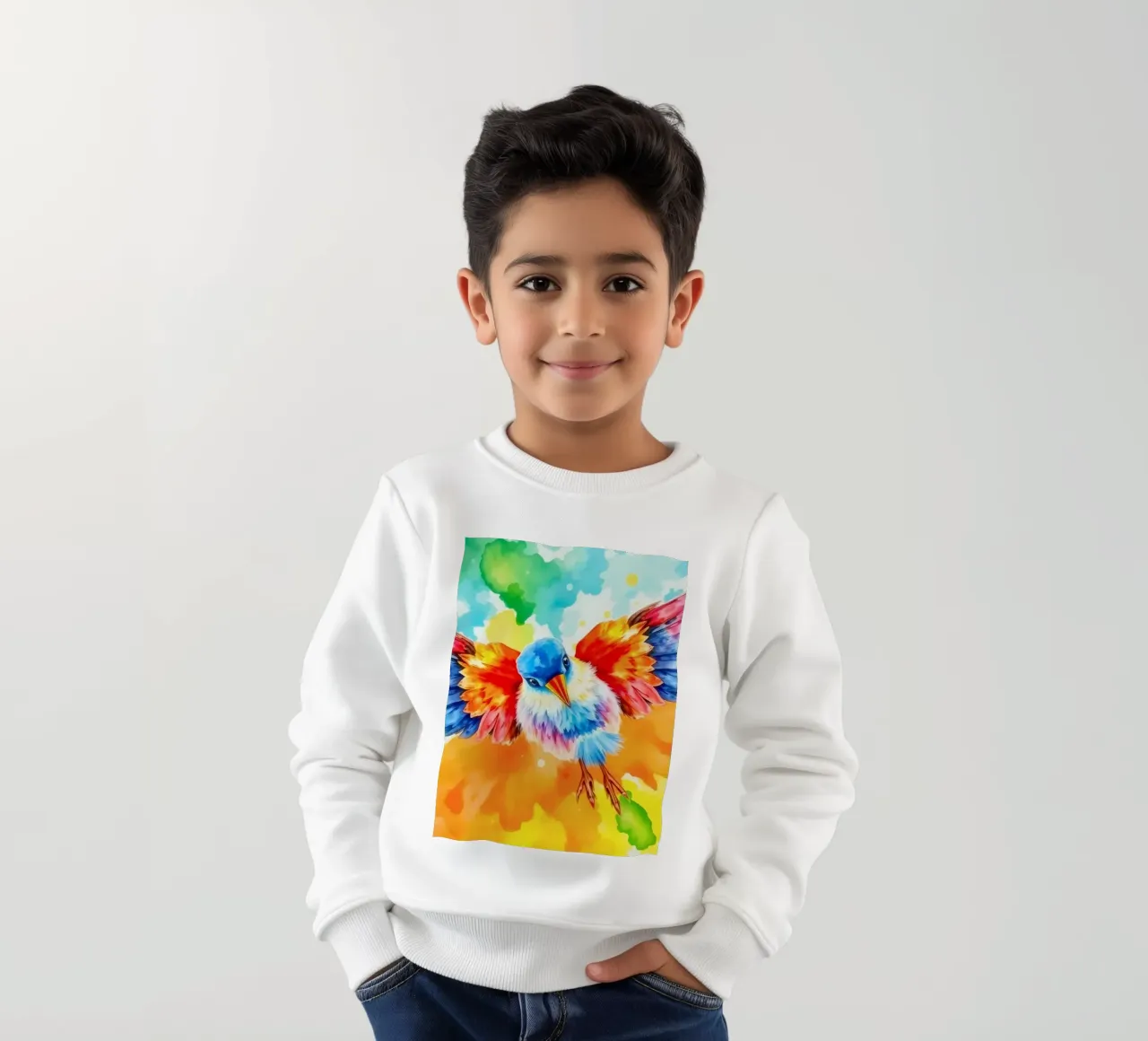 Uccello colorato in volo con ali vibranti e colori vivaci felpa bambino da DesignDoodle