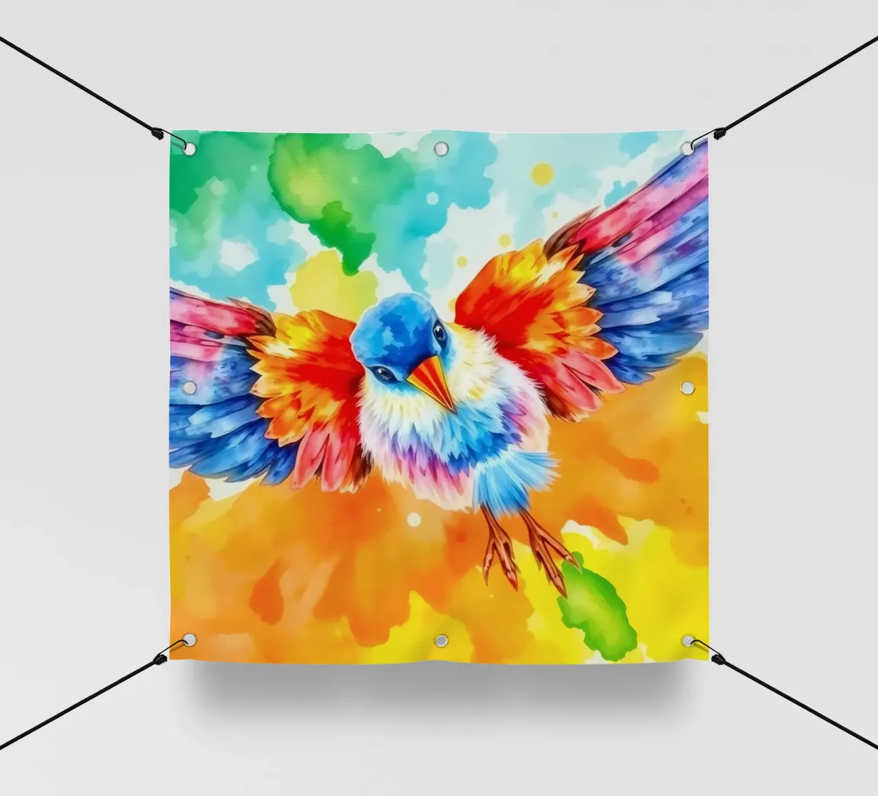 Uccello colorato in volo con ali vibranti e colori vivaci telo in pvc da DesignDoodle