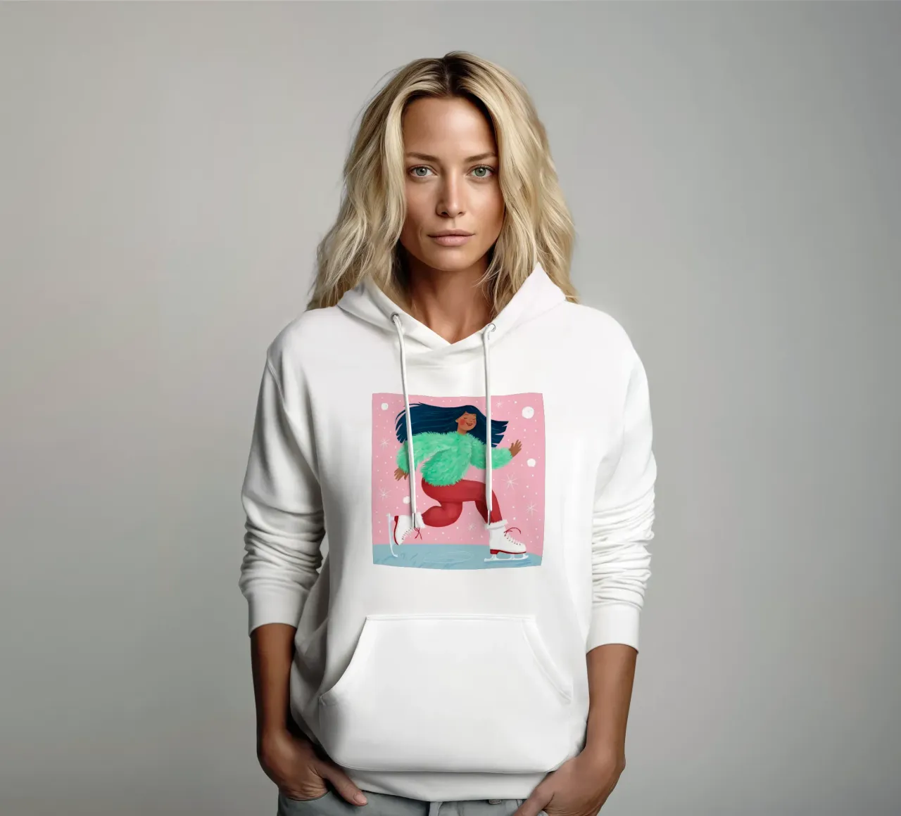 Scivolare con gioia in inverno felpa con cappuccio da Ivory Frame