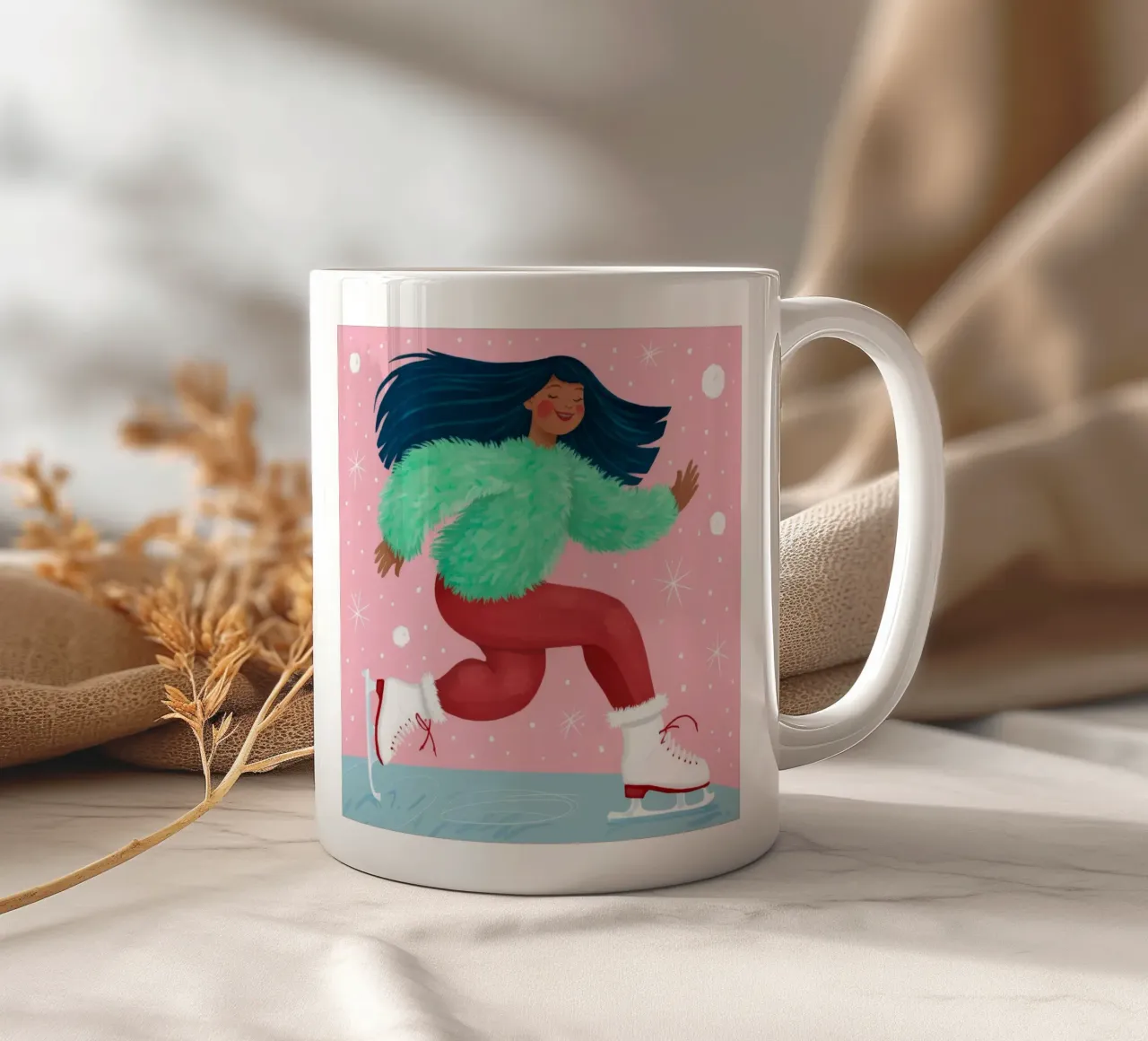Scivolare con gioia in inverno tazza in ceramica da Ivory Frame