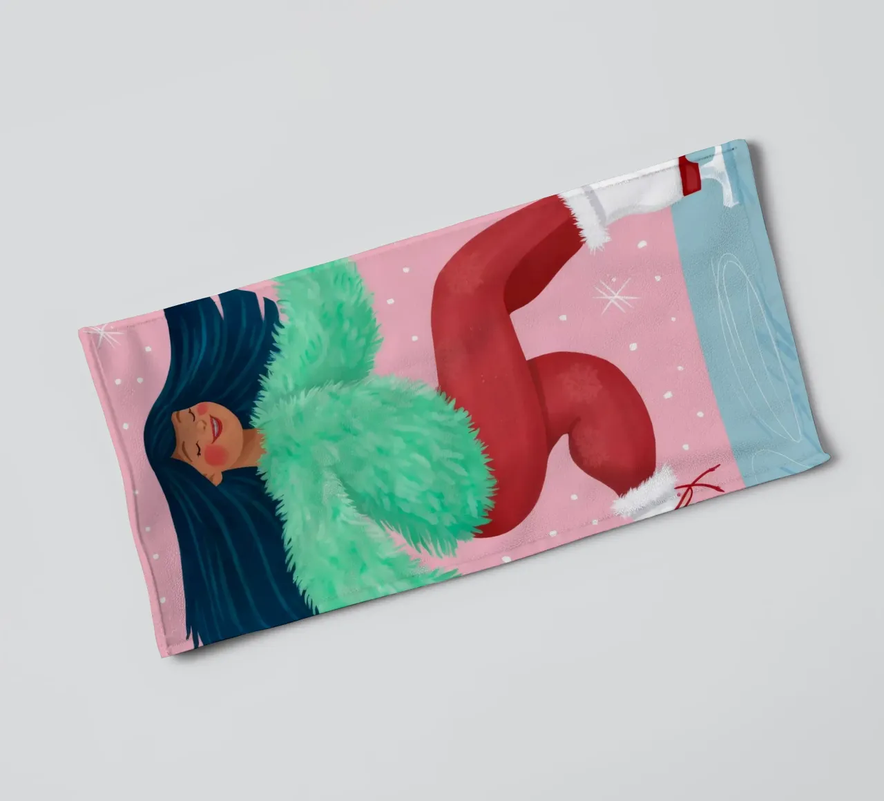 Scivolare con gioia in inverno asciugamano da bagno da Ivory Frame