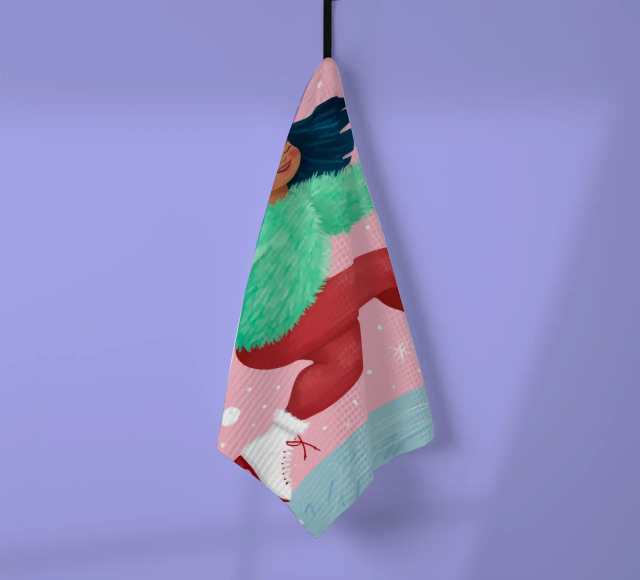 Scivolare con gioia in inverno canovaccio da cucina da Ivory Frame