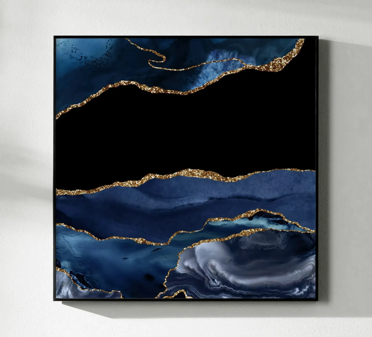 Navy & Gold Agate Texture 16 acrylic glass by Gemstone Textures