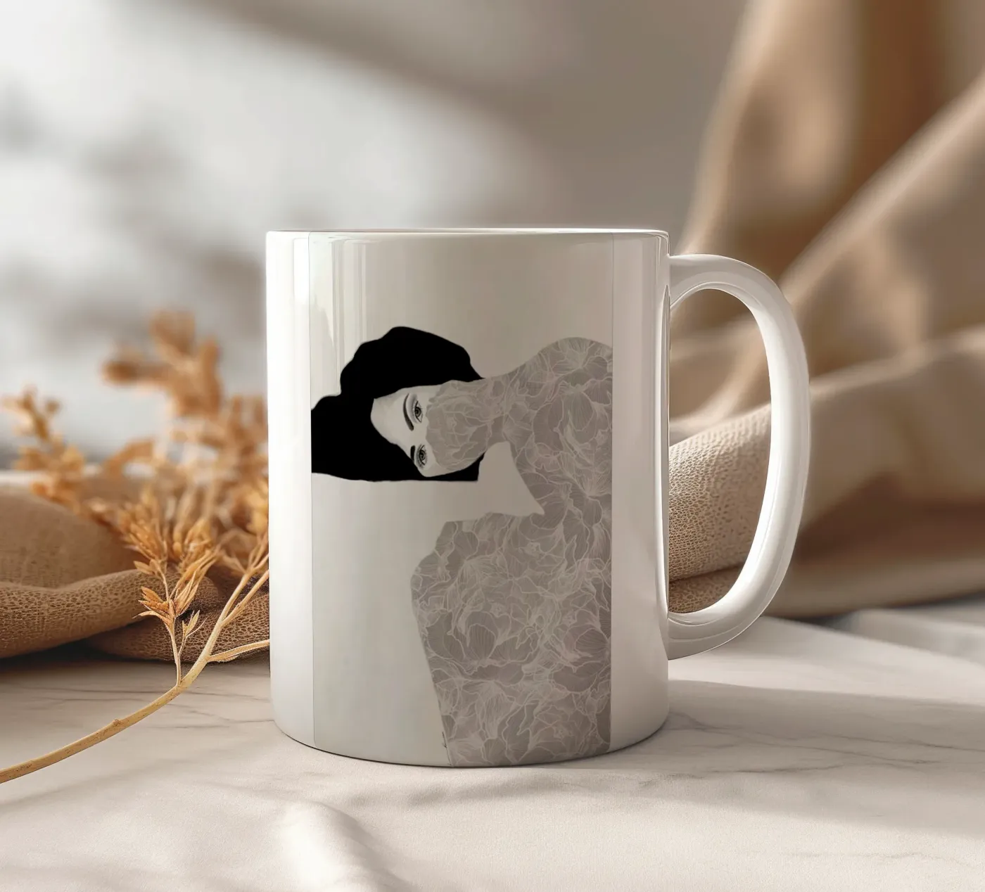 Peonies in Lockdown ceramic mug by Ramona Russu