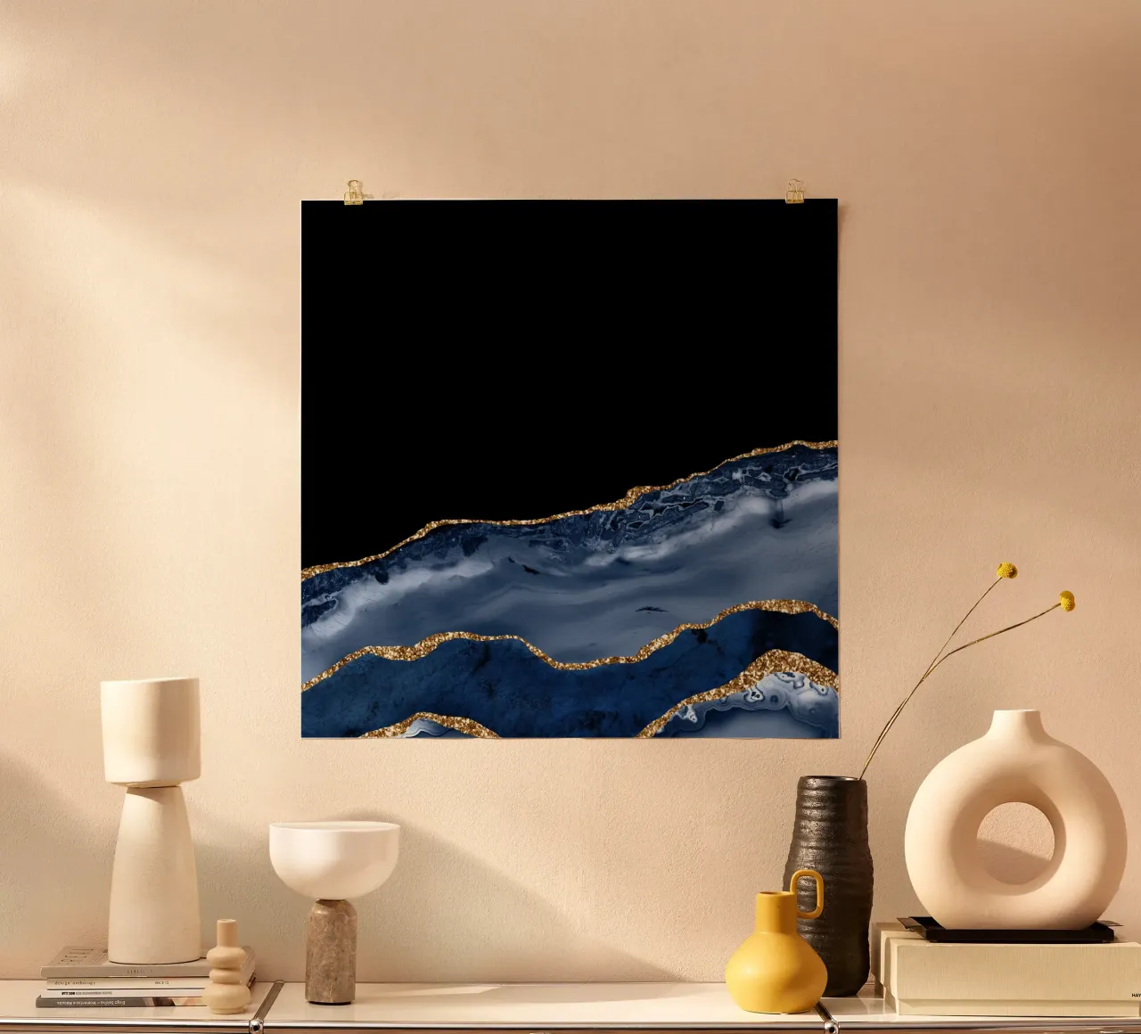 Navy & Gold Agate Texture 17 hahnemühle by Gemstone Textures