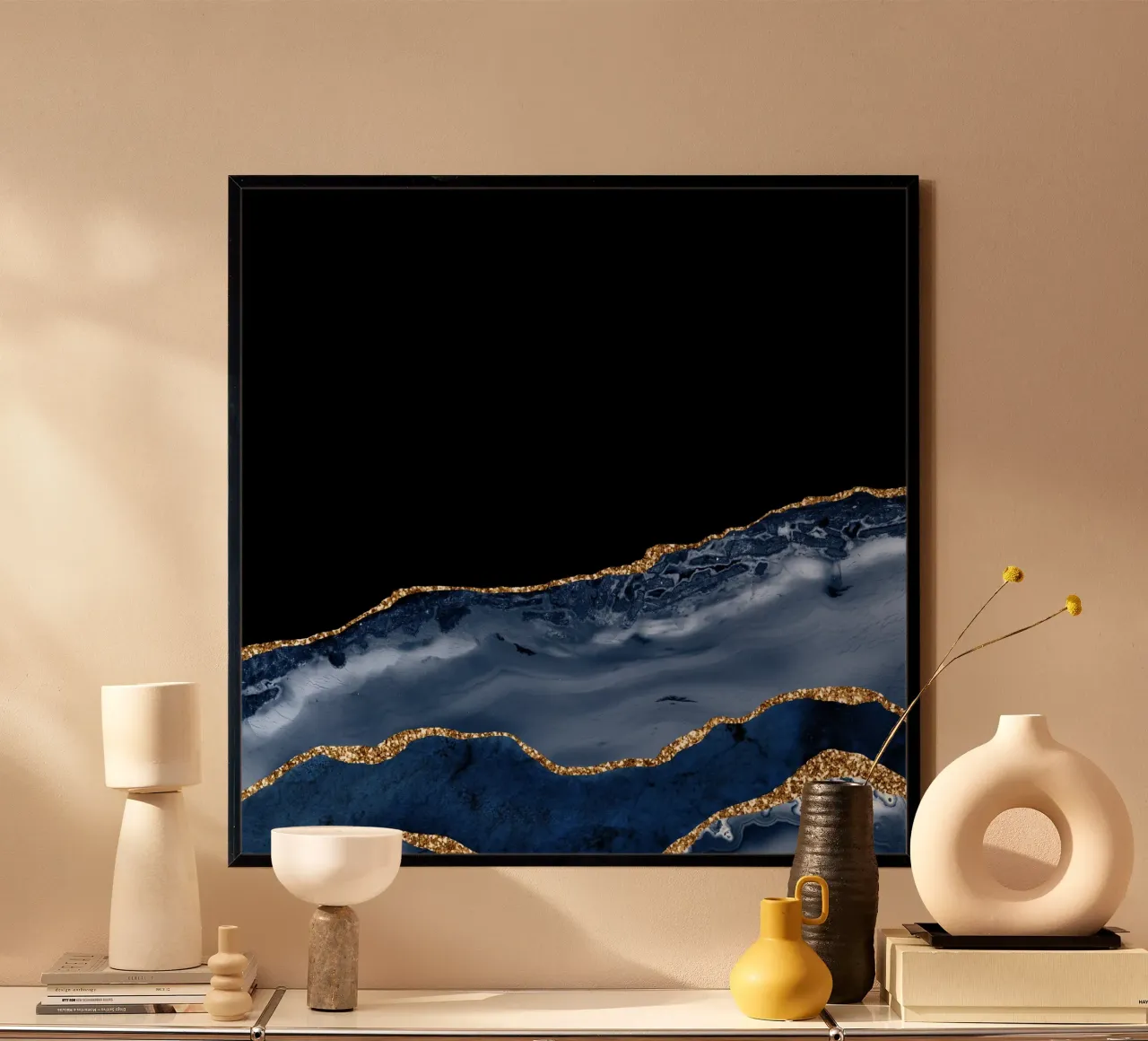 Navy & Gold Agate Texture 17 hahnemühle by Gemstone Textures