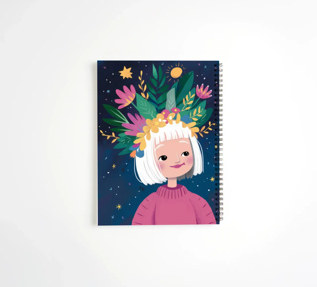 Floral Crown Delight spiral notebook by Ivory Frame