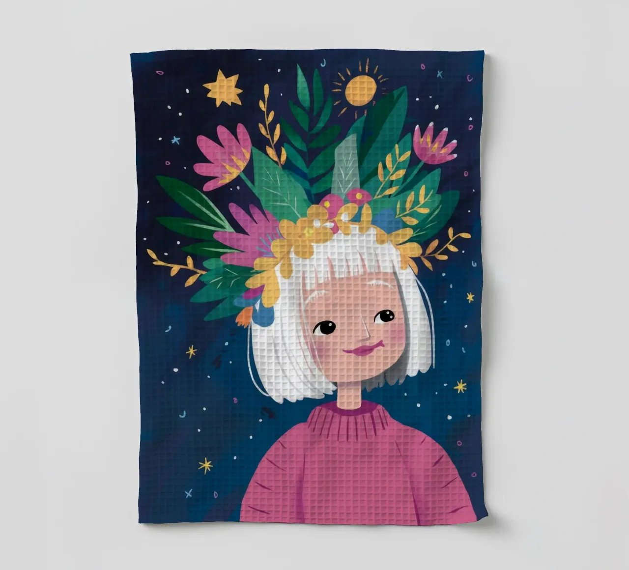 Floral Crown Delight tea towel by Ivory Frame
