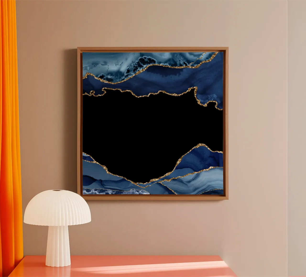 Navy & Gold Agate Texture 18 canvas with Floater frame by Gemstone Textures