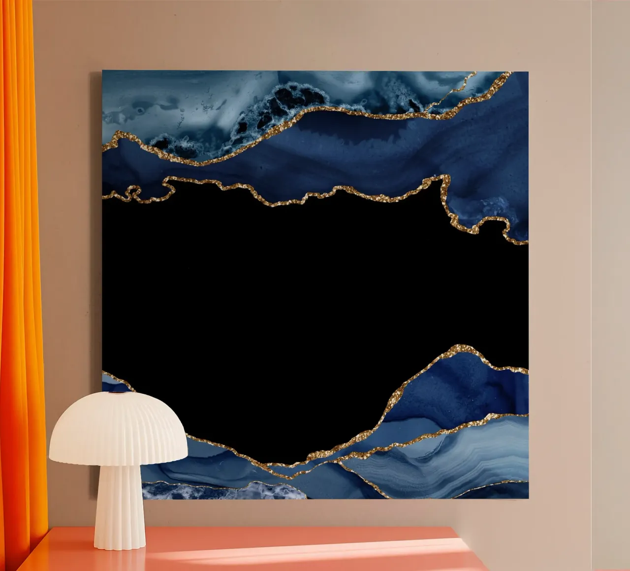 Navy & Gold Agate Texture 18 canvas with Floater frame by Gemstone Textures