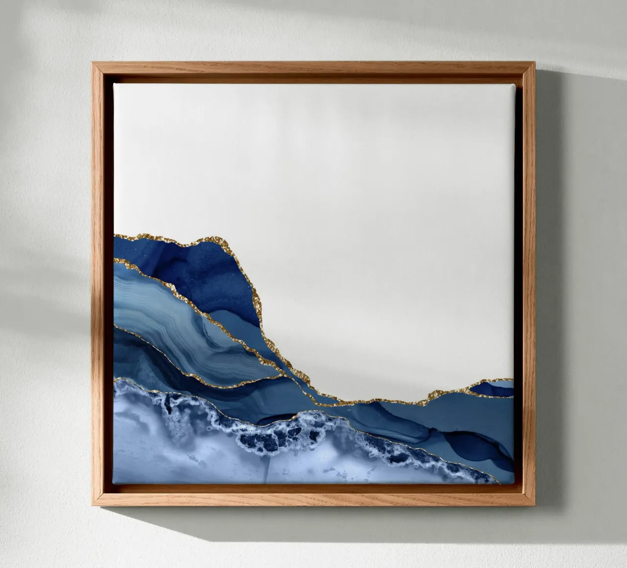 Navy & Gold Agate Texture 19 canvas with Floater frame by Gemstone Textures