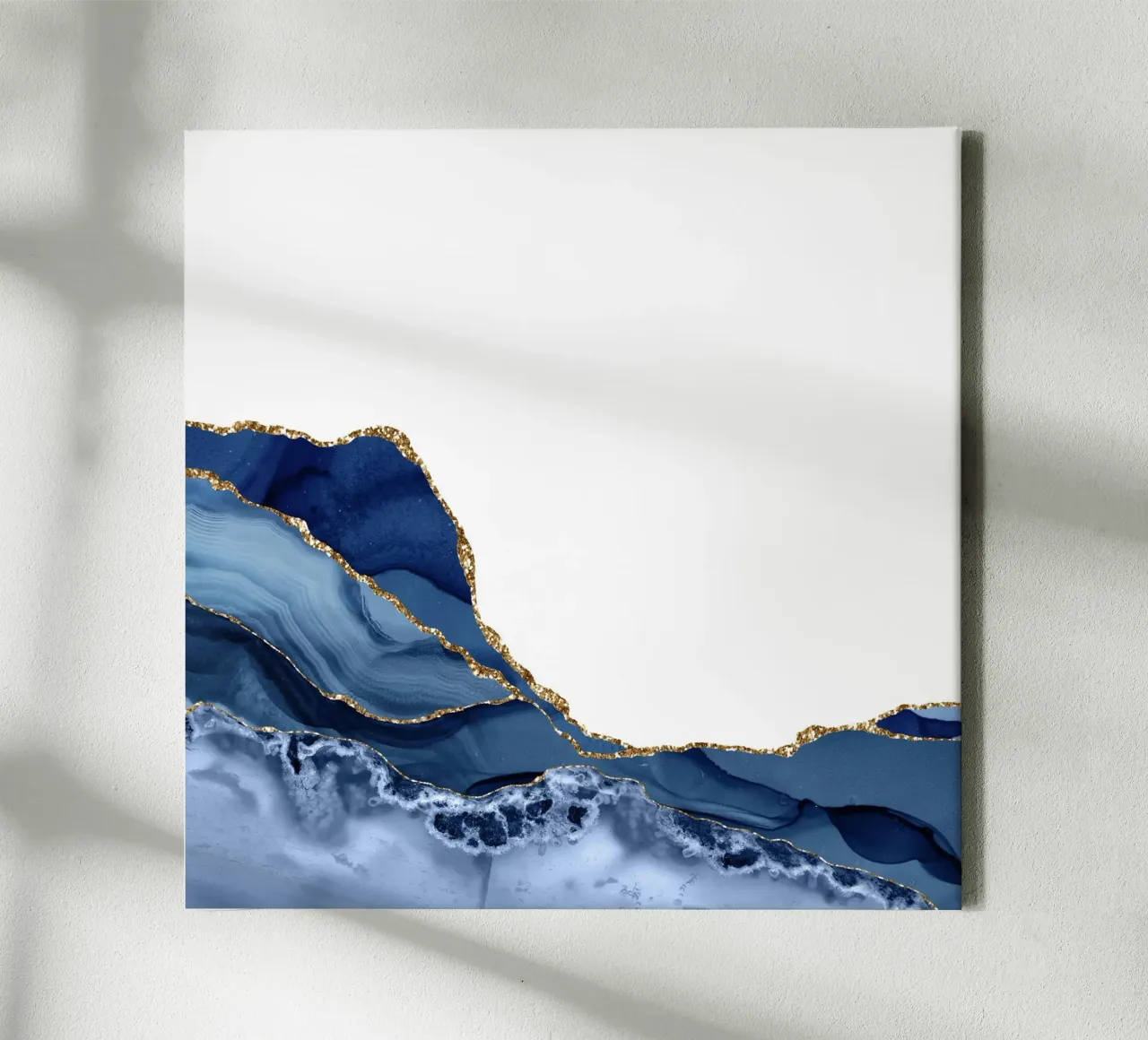 Navy & Gold Agate Texture 19 canvas with Floater frame by Gemstone Textures