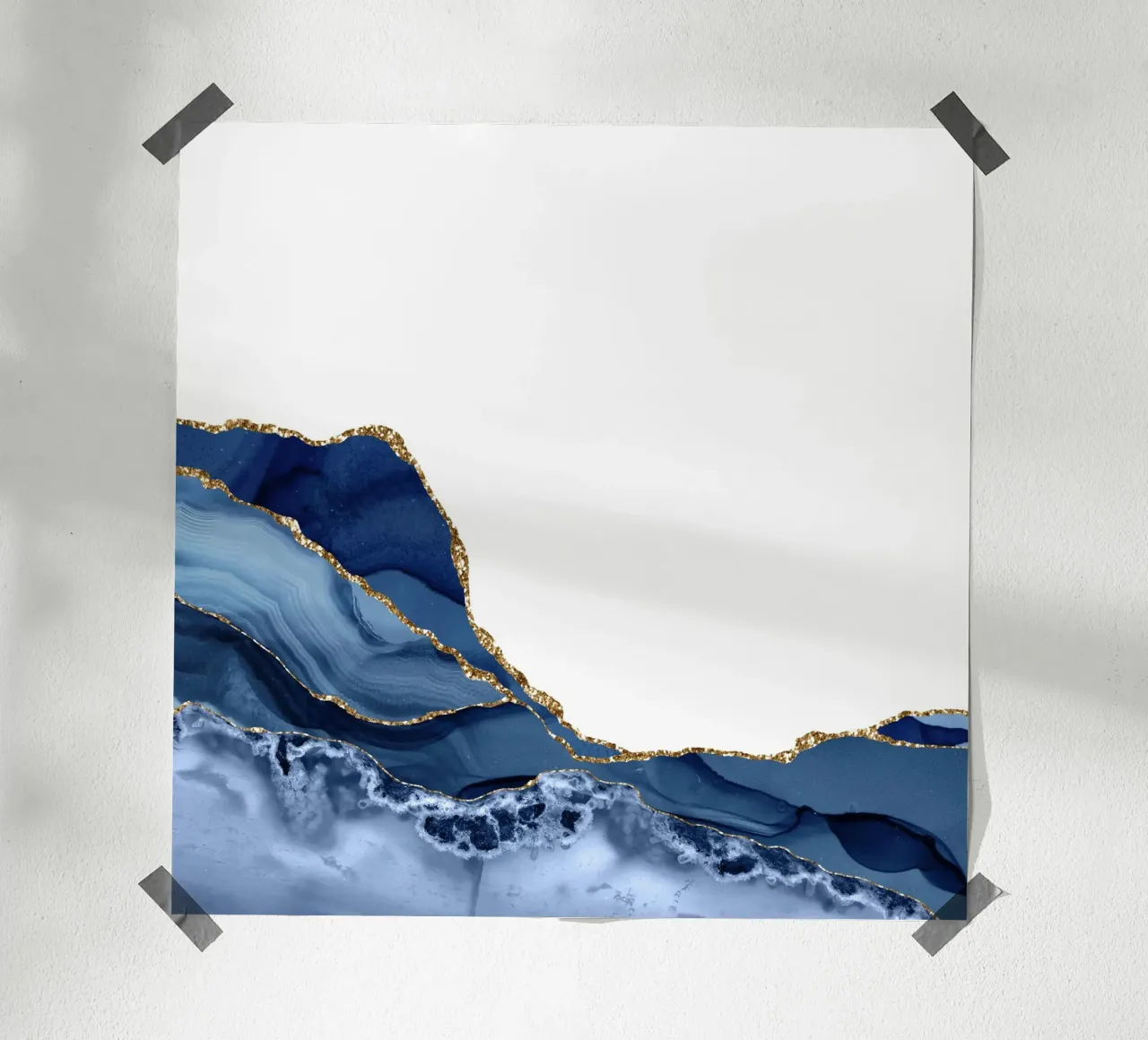 Texture agata marina e oro 19 poster con telaio in plastica da Gemstone Textures