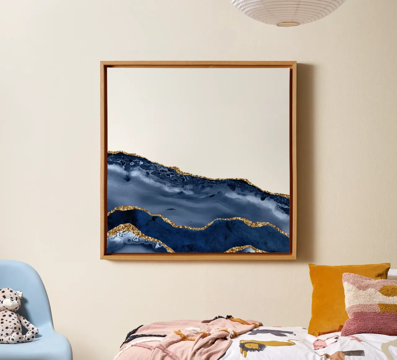Navy & Gold Agate Texture 20 canvas with Floater frame by Gemstone Textures