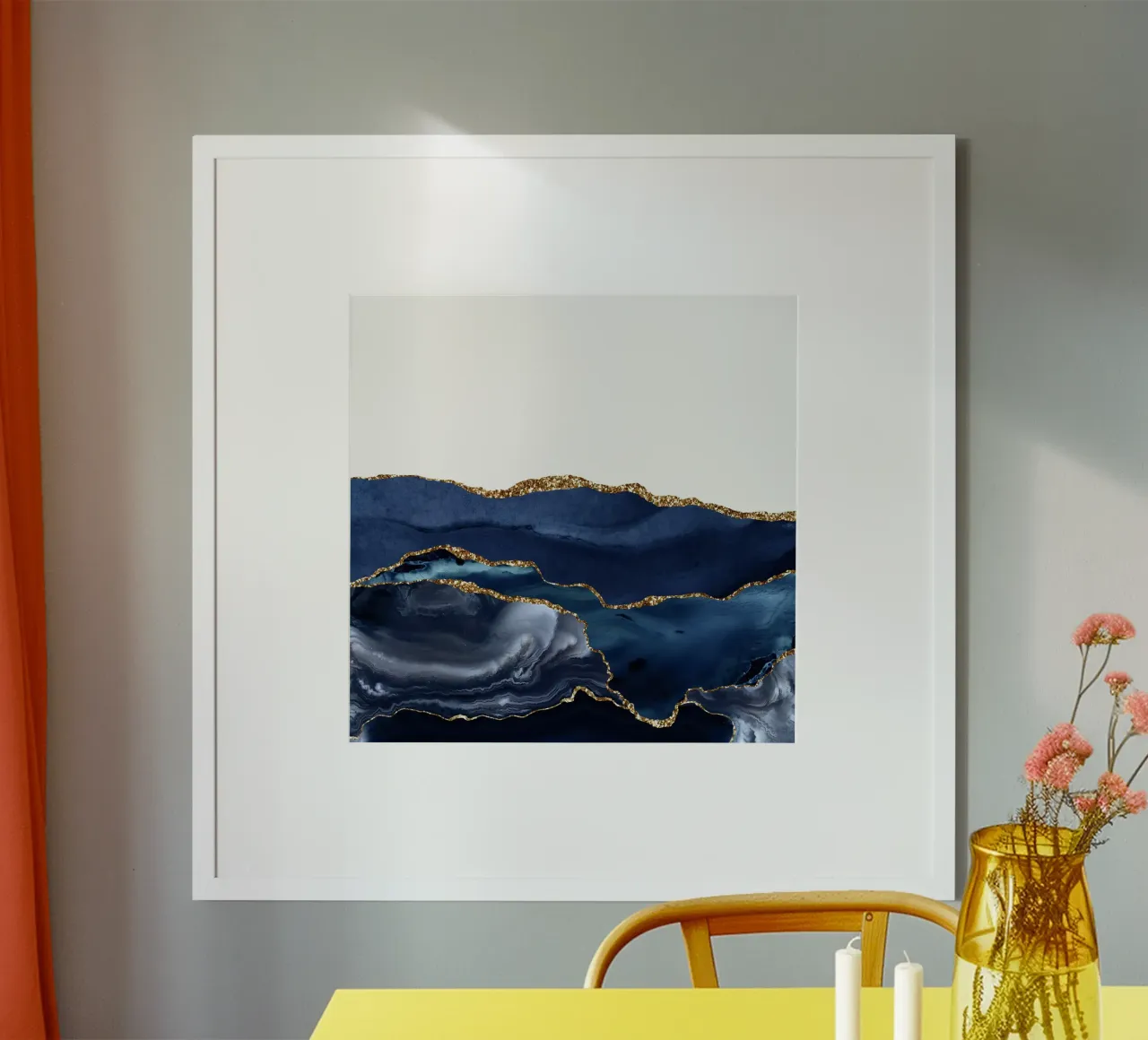 Texture agata marina e oro 21 poster con telaio in alluminio da Gemstone Textures
