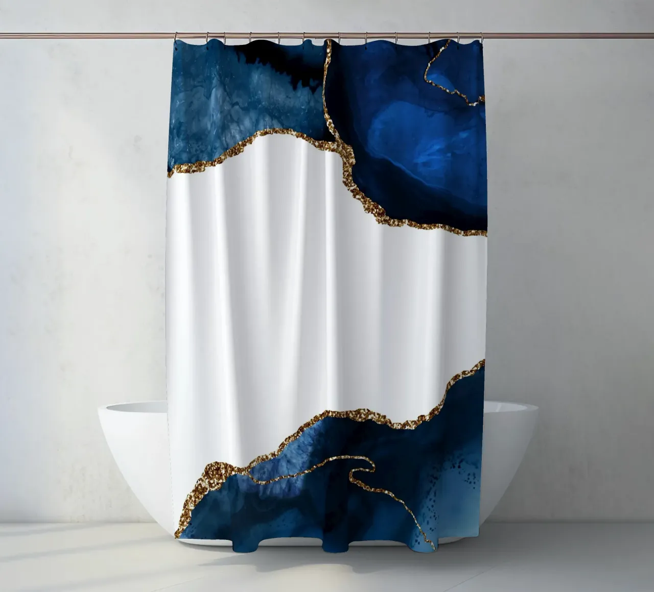 Marineblau & Gold Achatstruktur 25 Duschvorhang von Gemstone Textures