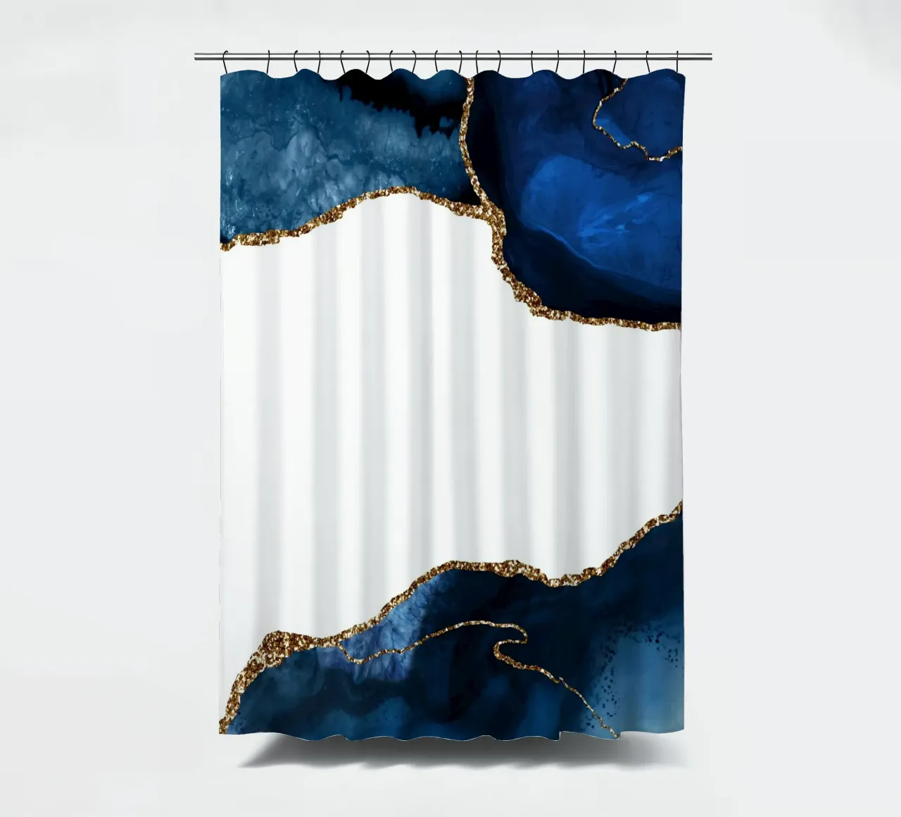 Marineblau & Gold Achatstruktur 25 Duschvorhang von Gemstone Textures