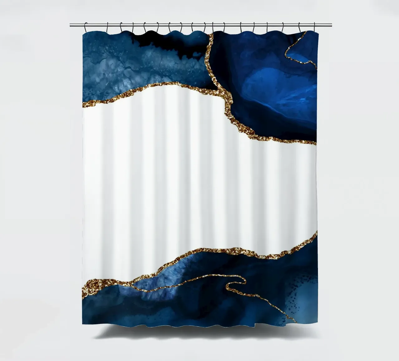 Marineblau & Gold Achatstruktur 25 Duschvorhang von Gemstone Textures