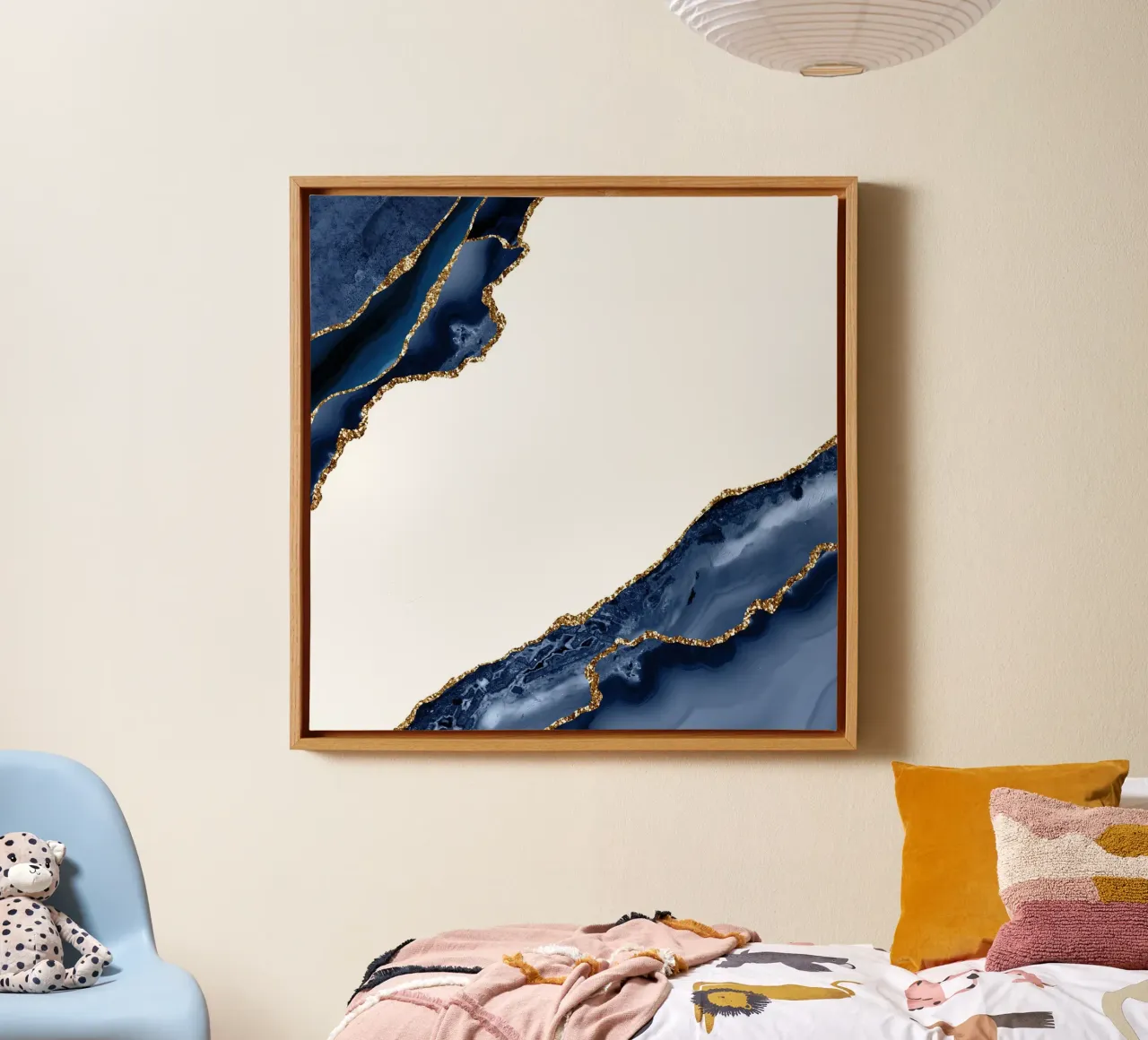Navy & Gold Agate Texture 27 canvas with Floater frame by Gemstone Textures