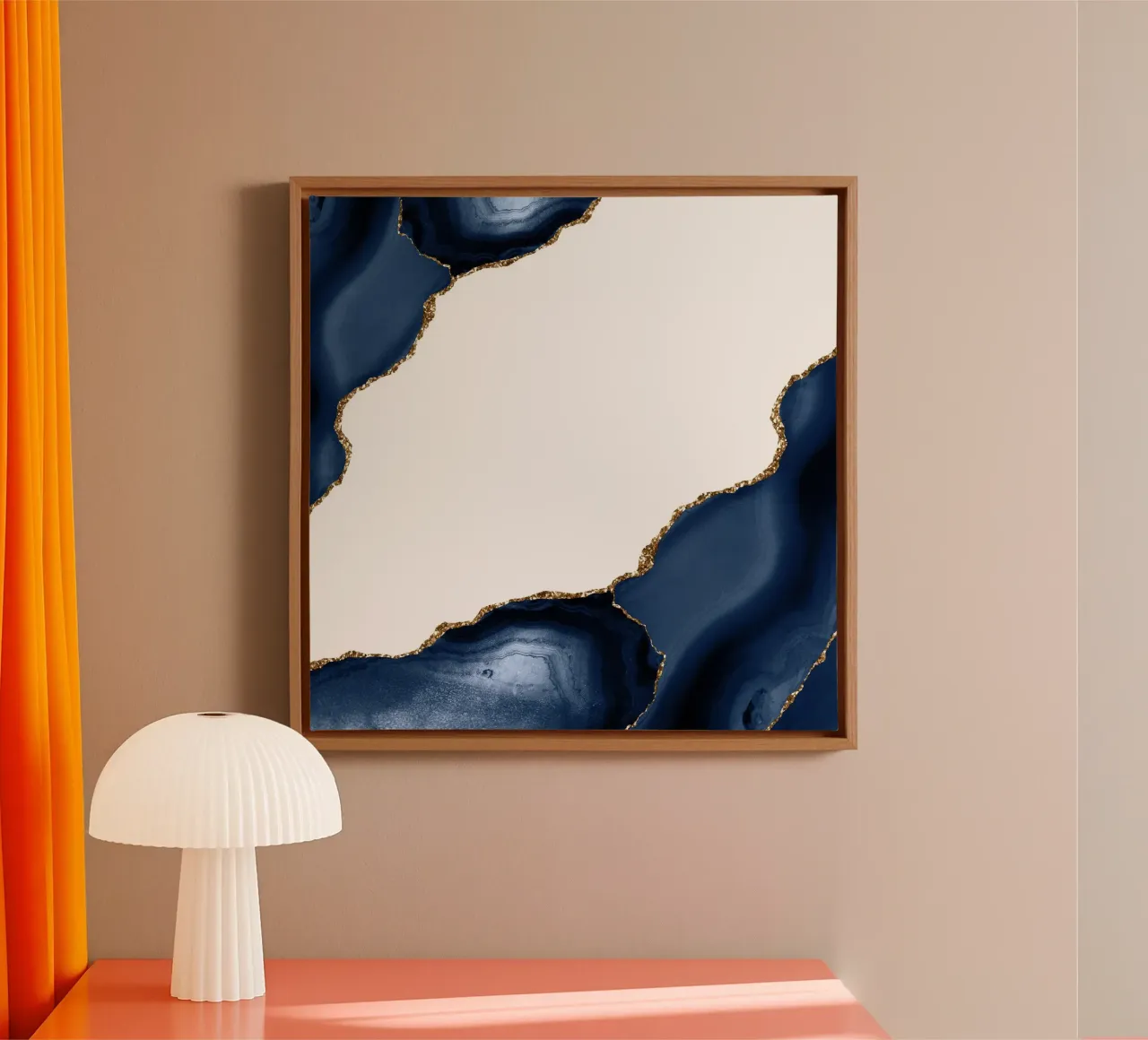 Navy & Gold Agate Texture 30 canvas with Floater frame by Gemstone Textures