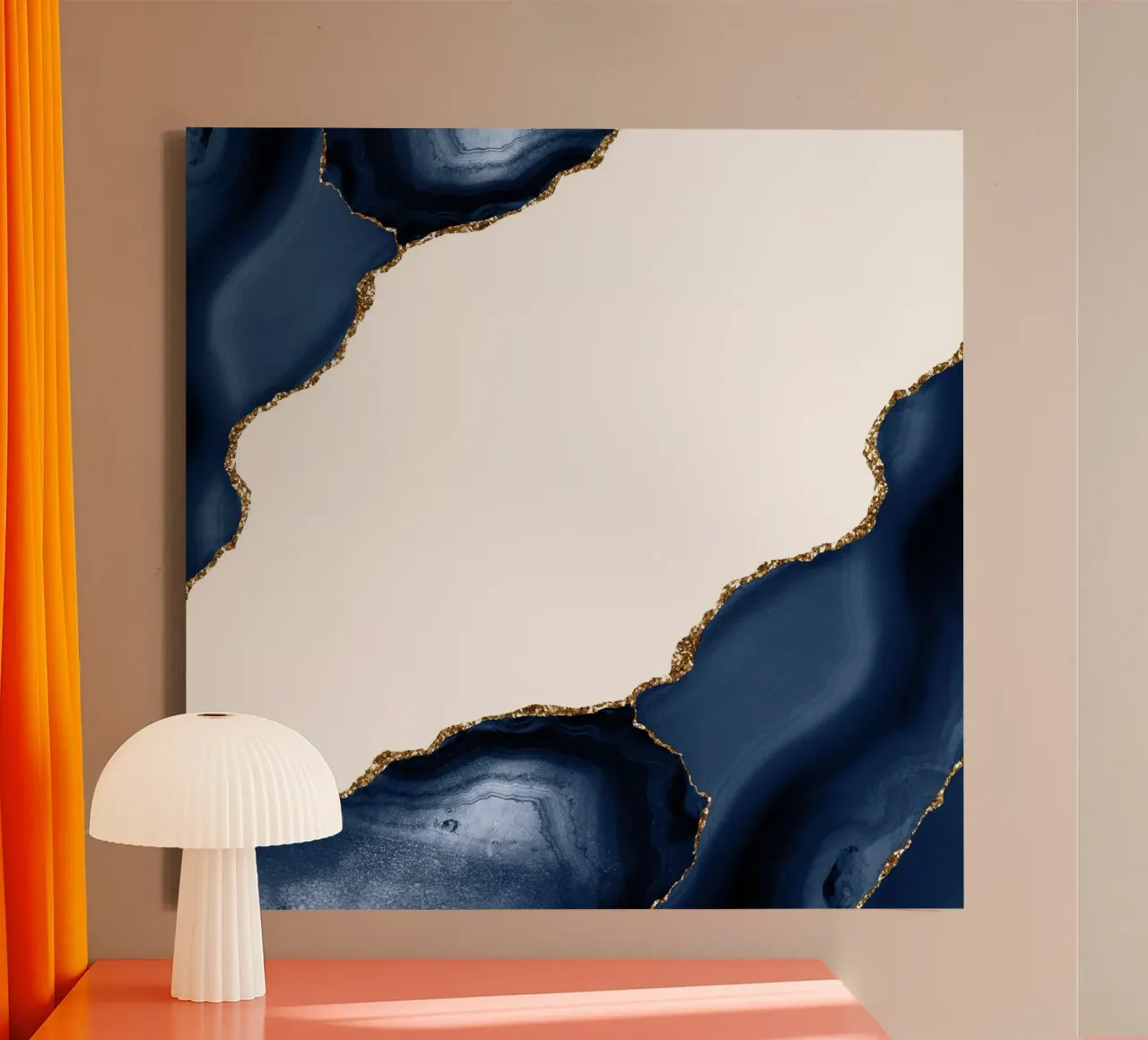 Navy & Gold Agate Texture 30 canvas with Floater frame by Gemstone Textures
