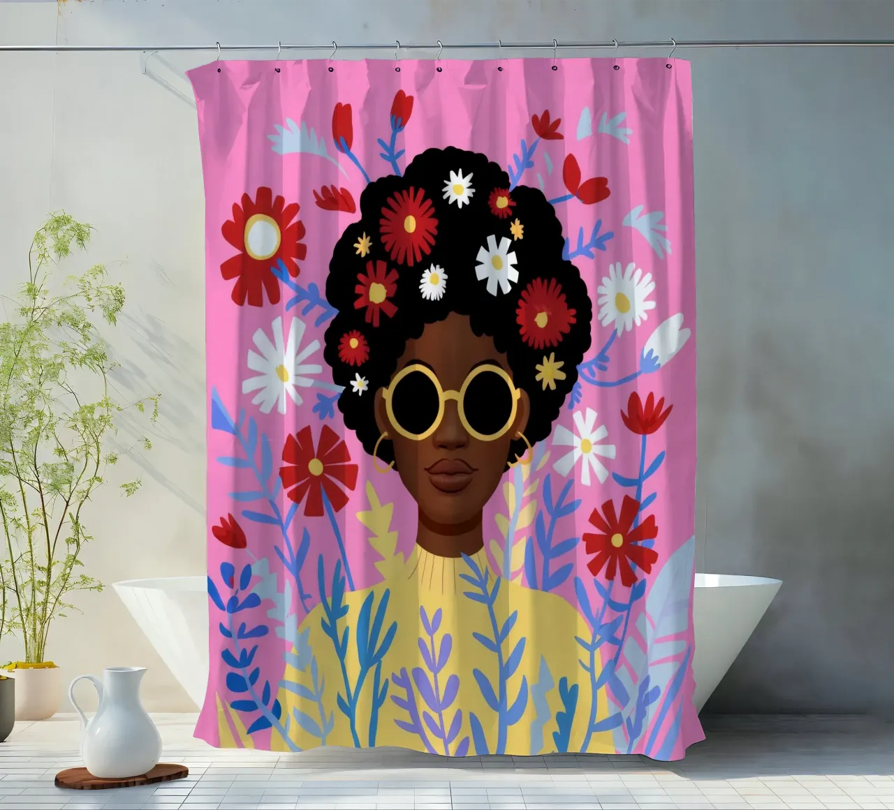 Bellezza della corona in fiore tenda da doccia da Ivory Frame