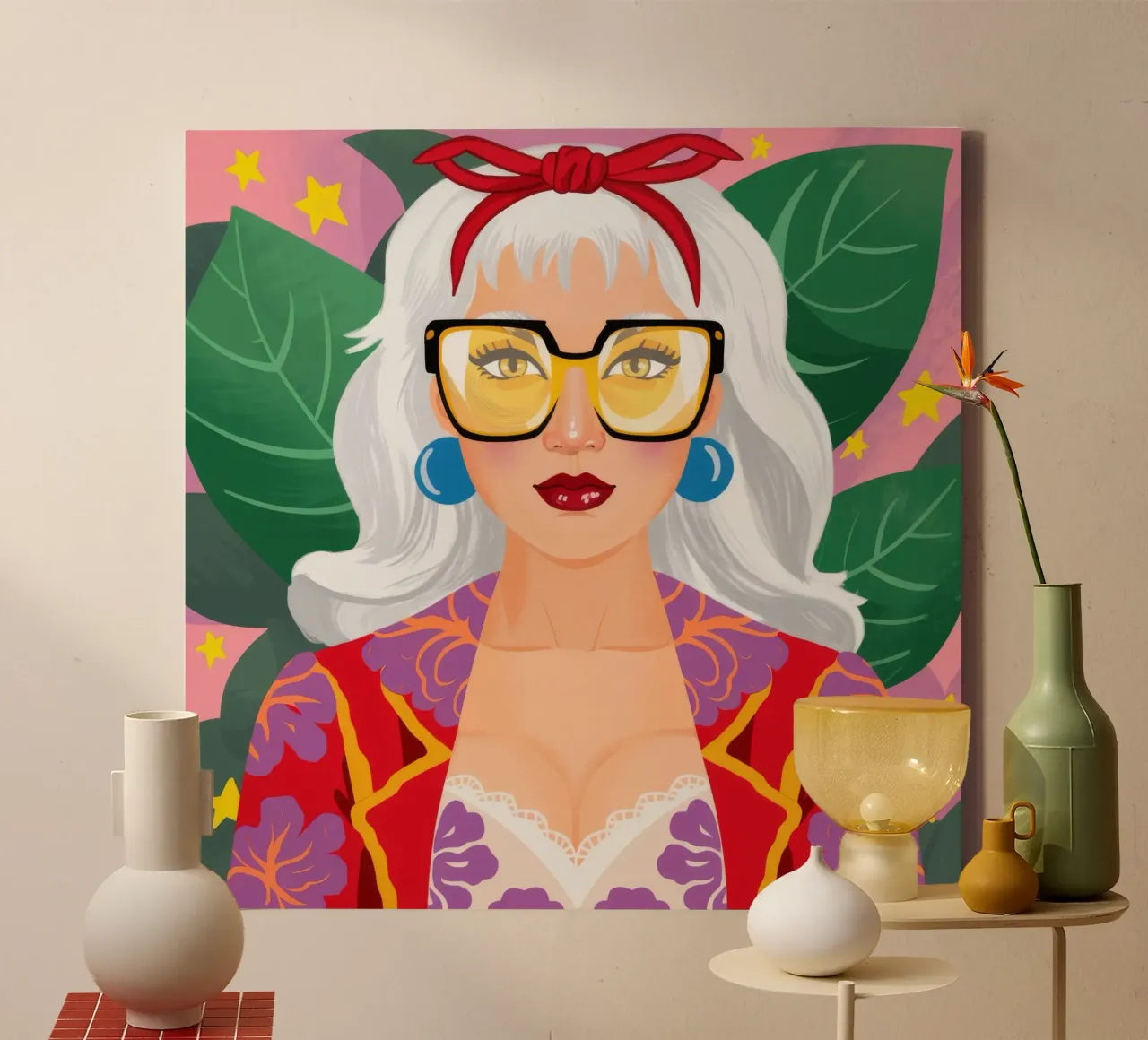 Kroonblad Majesteit canvas van Ivory Frame