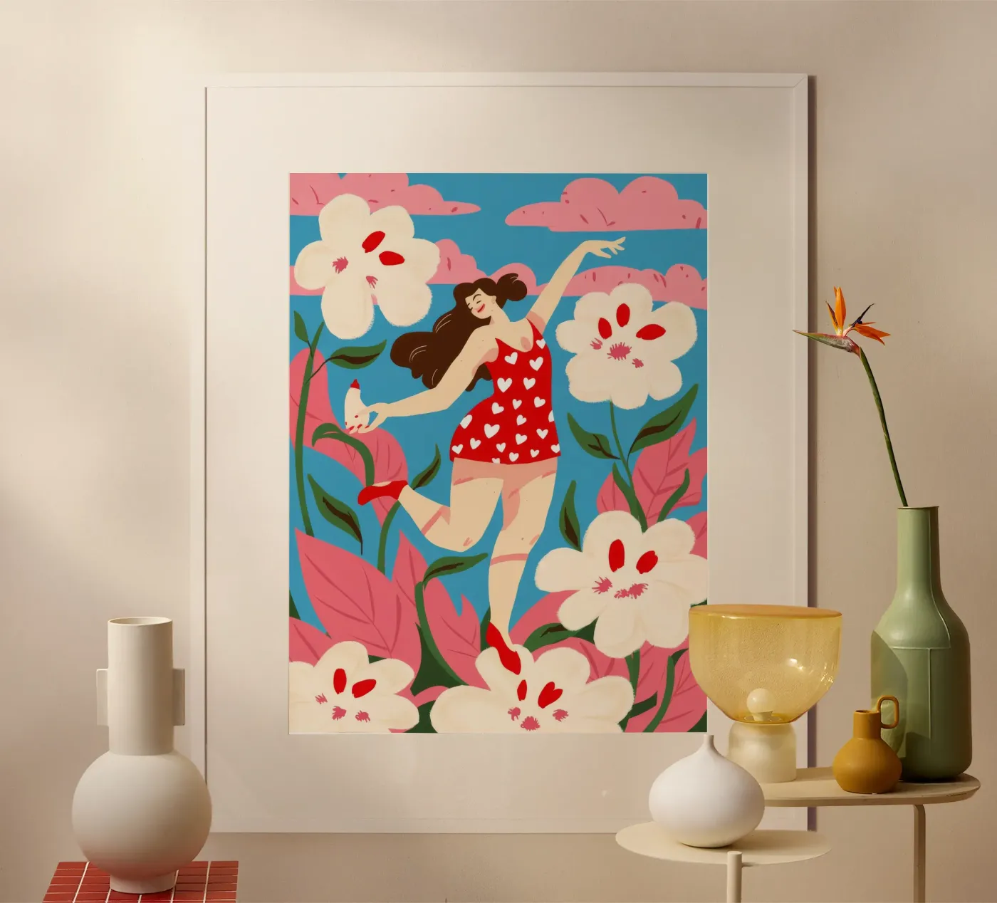 Vreugdevolle bloemendans poster van Ivory Frame