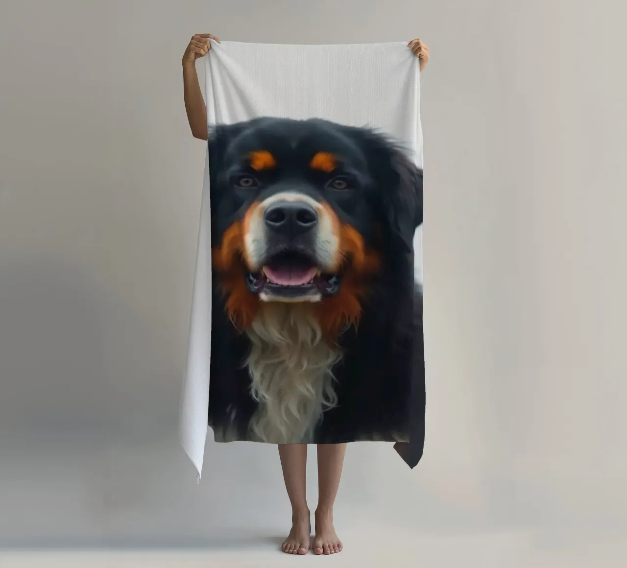 Beautiful Bernese Mountain Dog #146 beach towel by Yumis.Beargang.and.Me