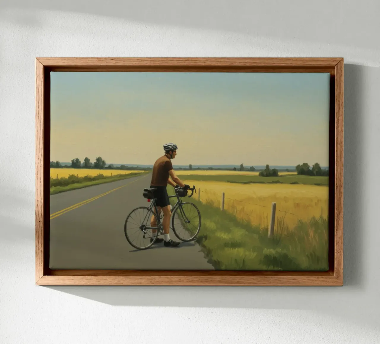 The Cyclist Pause canvas with Floater frame by Art Center
