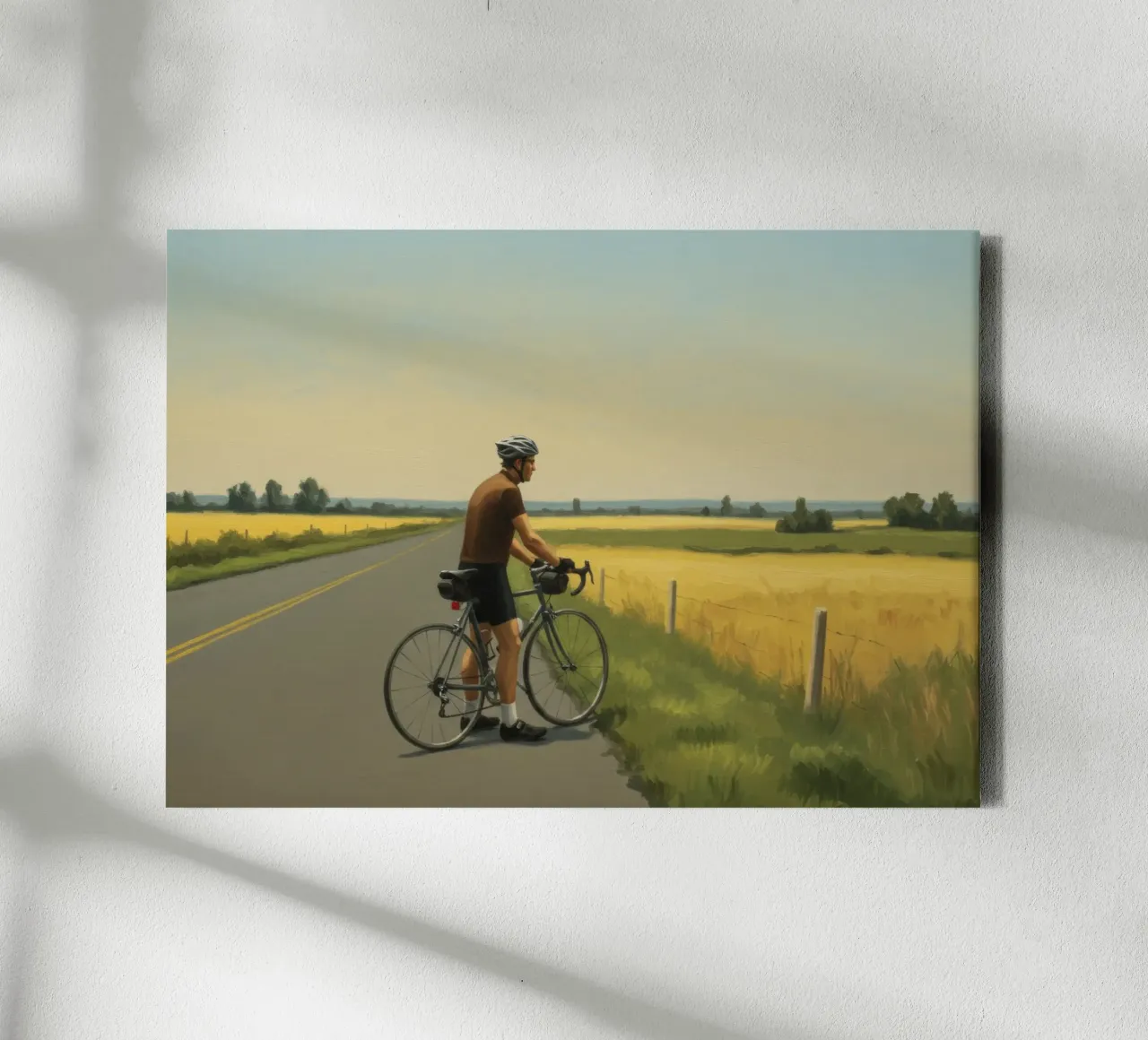 The Cyclist Pause canvas with Floater frame by Art Center