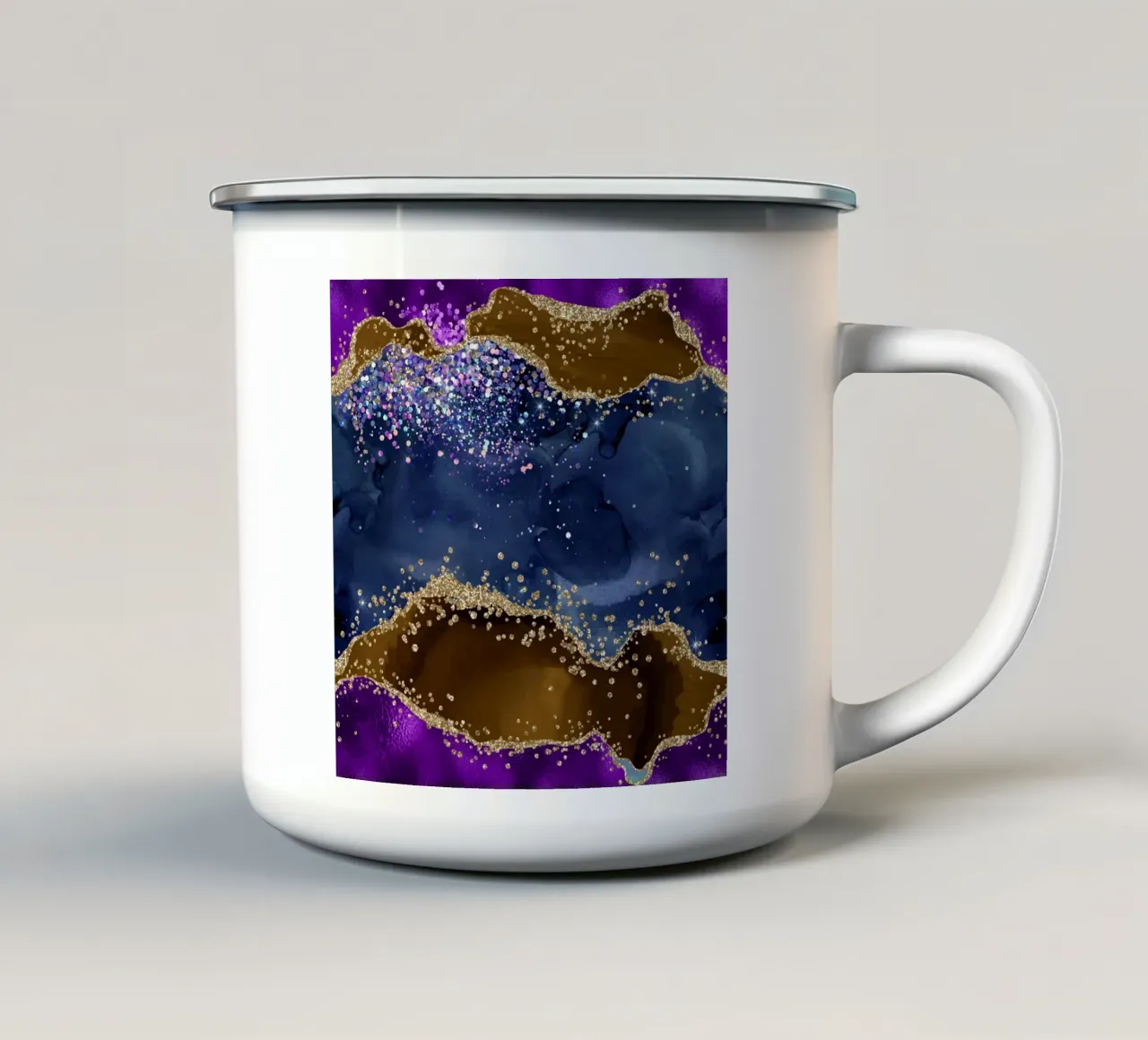 Pavone Glitter Agata Texture 02 tazza in smalto da Gemstone Textures