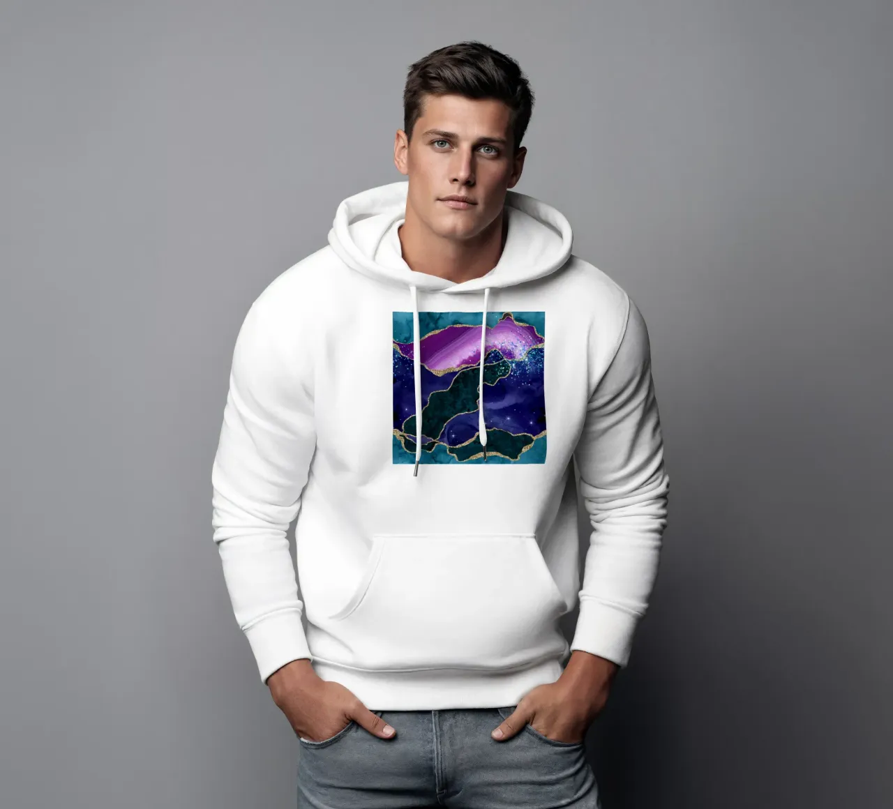 Pavo real purpurina ágata textura 03 sudadera con capucha de Gemstone Textures