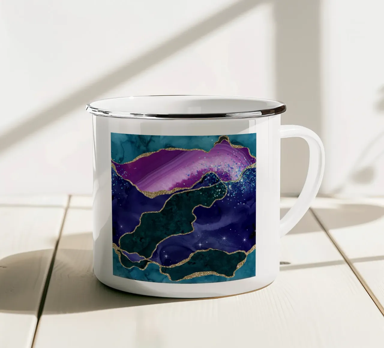 Pavone Glitter Agata Texture 03 tazza in smalto da Gemstone Textures