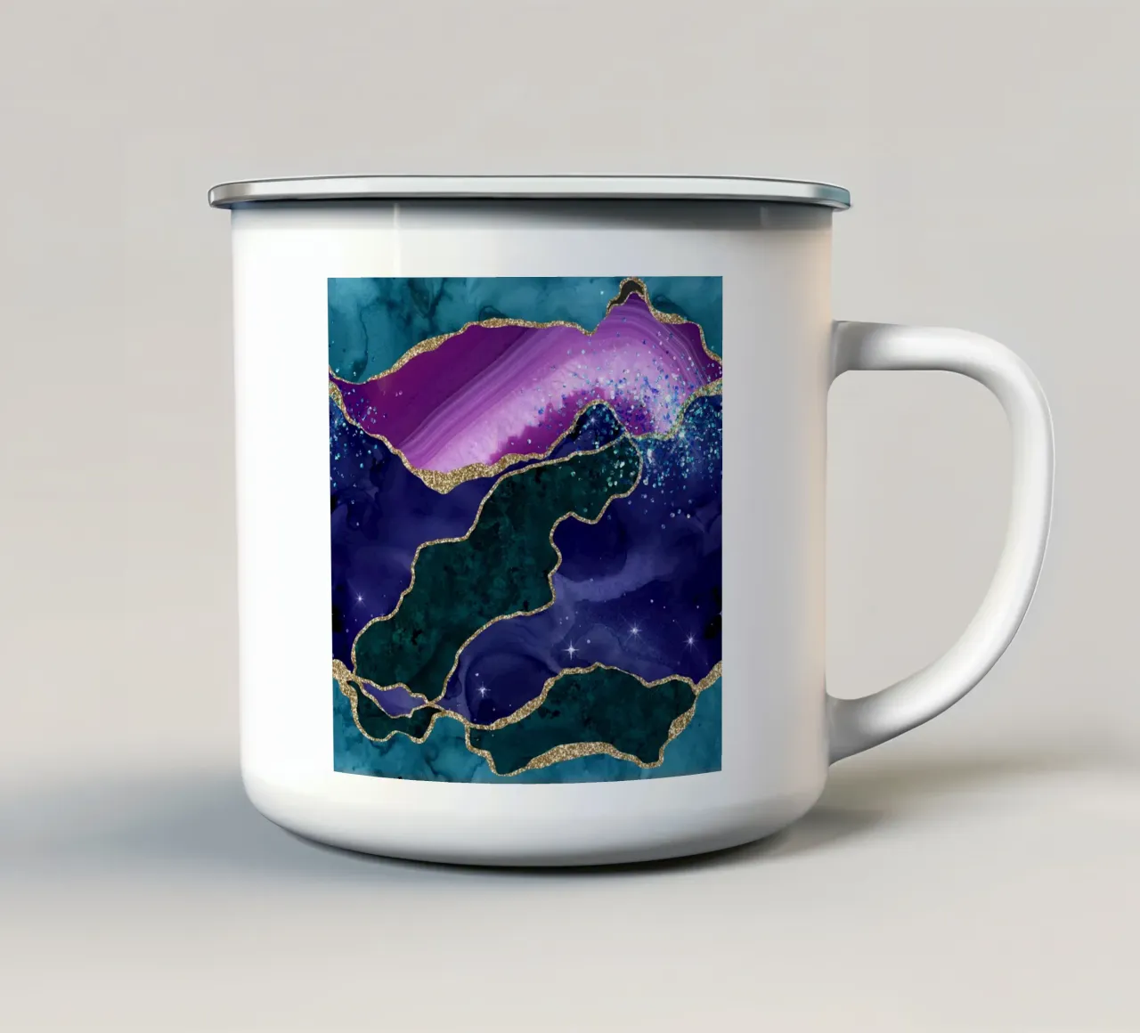 Pavone Glitter Agata Texture 03 tazza in smalto da Gemstone Textures