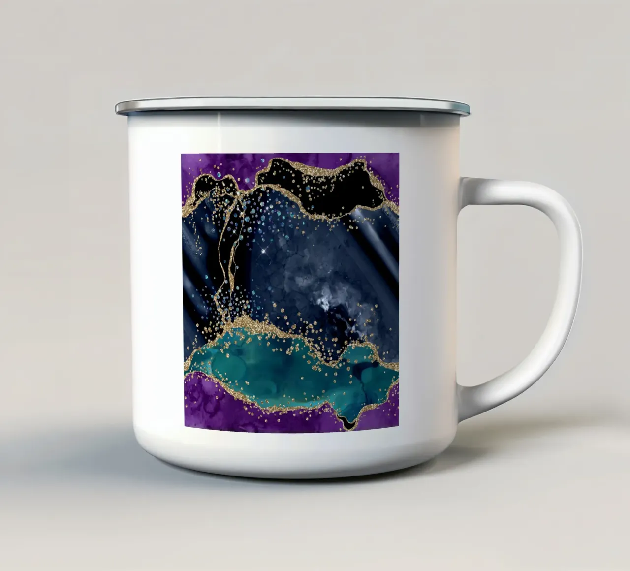 Pavone Glitter Agata Texture 04 tazza in smalto da Gemstone Textures