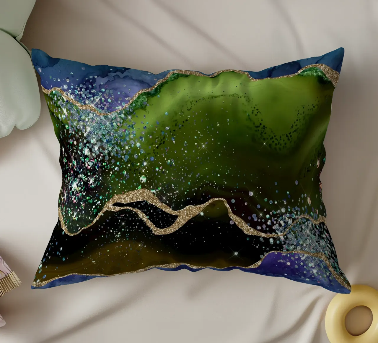 Pavone Glitter Agata Texture 05 cuscino da Gemstone Textures