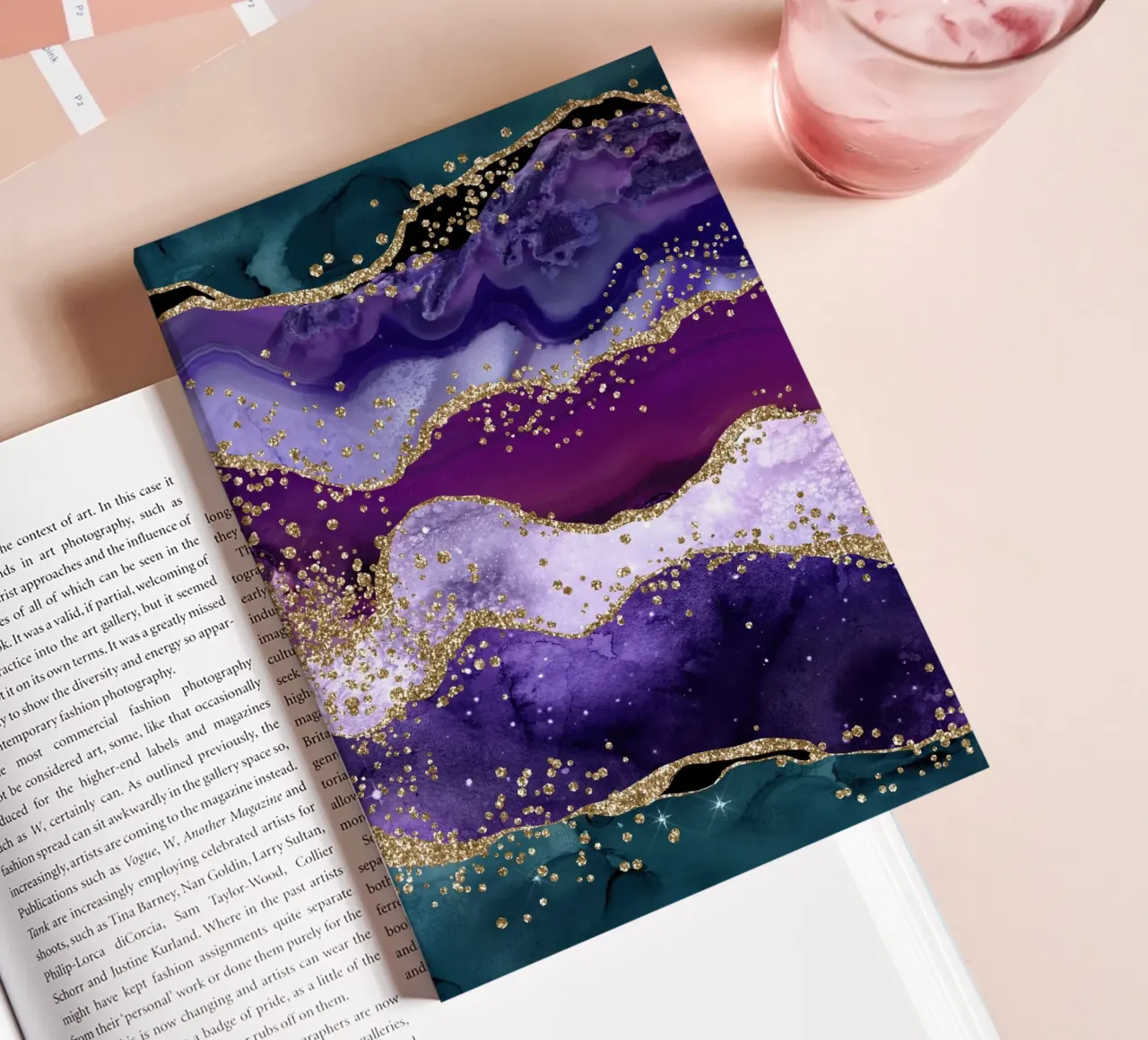 Peacock Glitter Agate Texture 06 notebook by Gemstone Textures