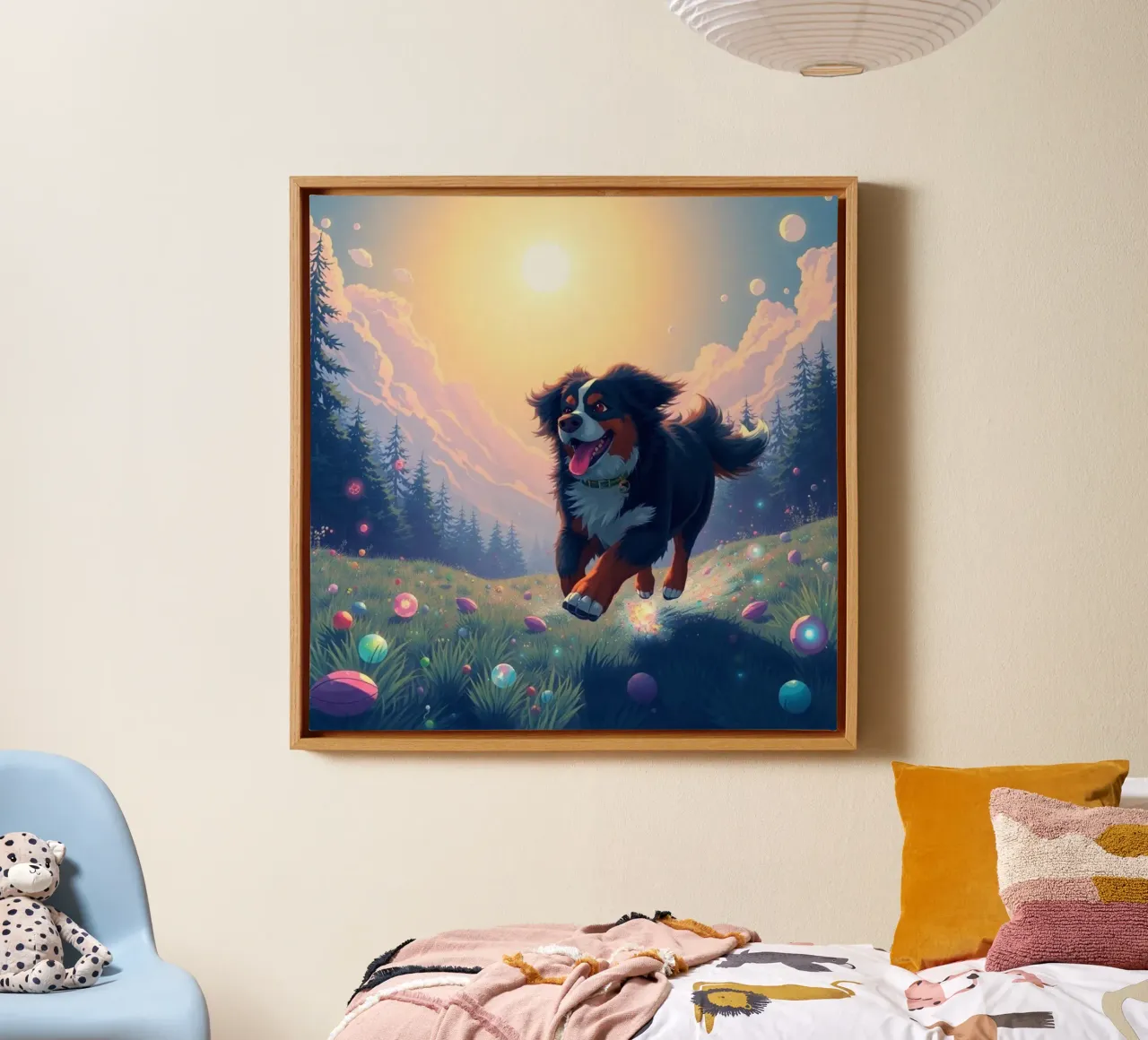 Beautiful Bernese Mountain Dog #153 canvas with Floater frame by Yumis.Beargang.and.Me