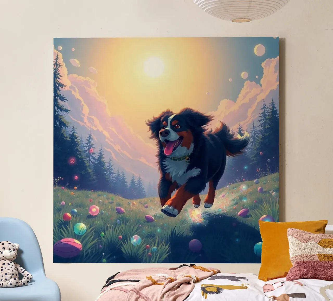 Beautiful Bernese Mountain Dog #153 canvas with Floater frame by Yumis.Beargang.and.Me