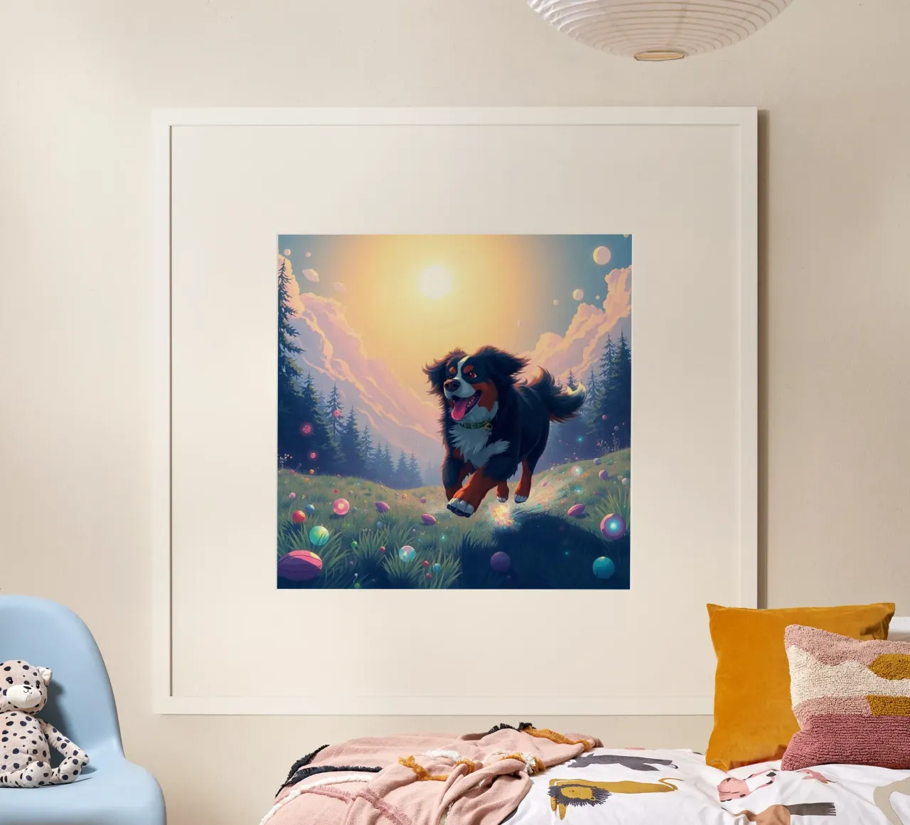 Bellissimo cane da montagna bernese #153 poster con telaio in legno da Yumis.Beargang.and.Me