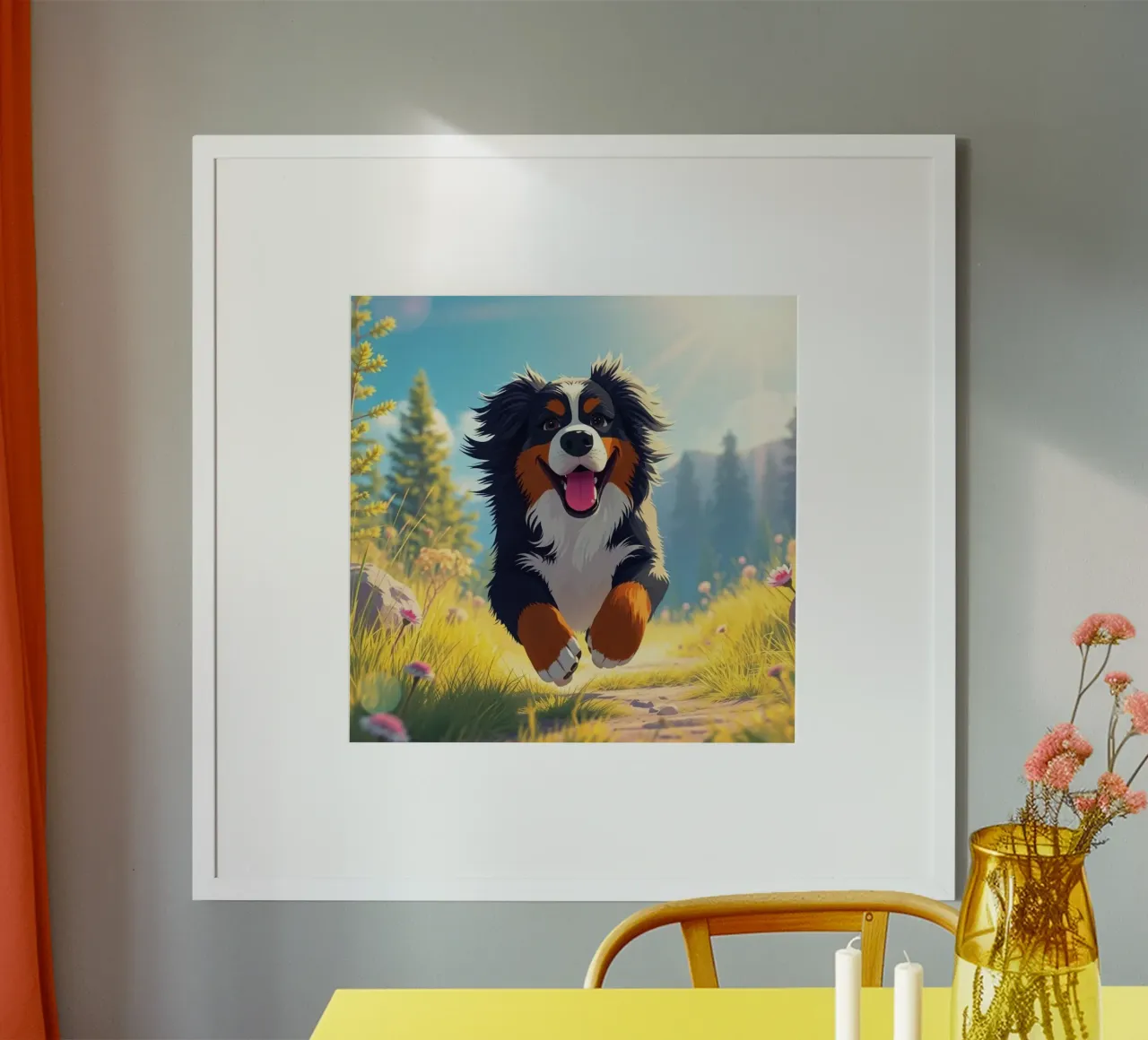 Bellissimo cane da montagna bernese #154 poster con telaio in legno da Yumis.Beargang.and.Me