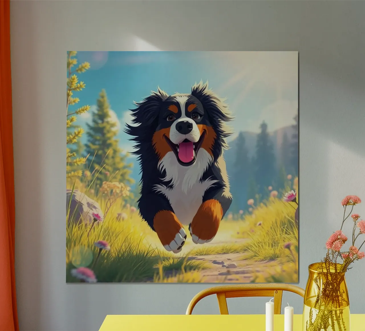 Bellissimo cane da montagna bernese #154 poster con telaio in legno da Yumis.Beargang.and.Me