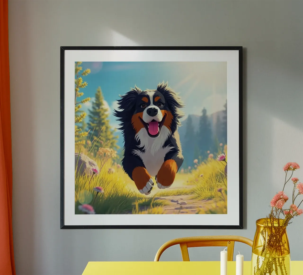 Bellissimo cane da montagna bernese #154 poster con telaio in legno da Yumis.Beargang.and.Me