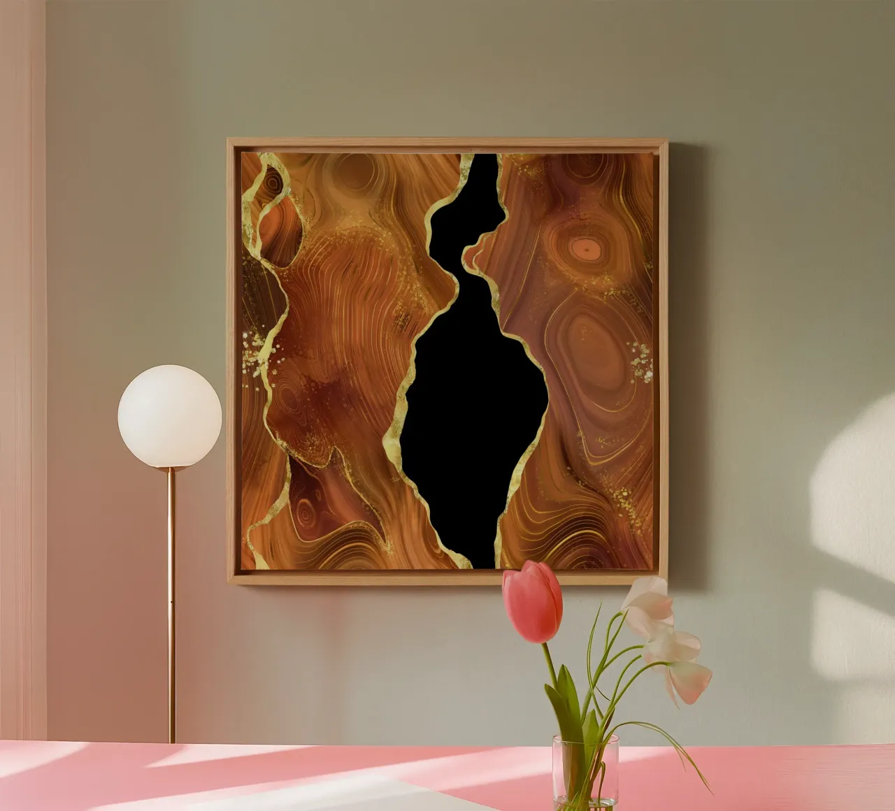 Texture Agata Arancione Oro Glitter 04 tela con Cornice a cassetta da Gemstone Textures